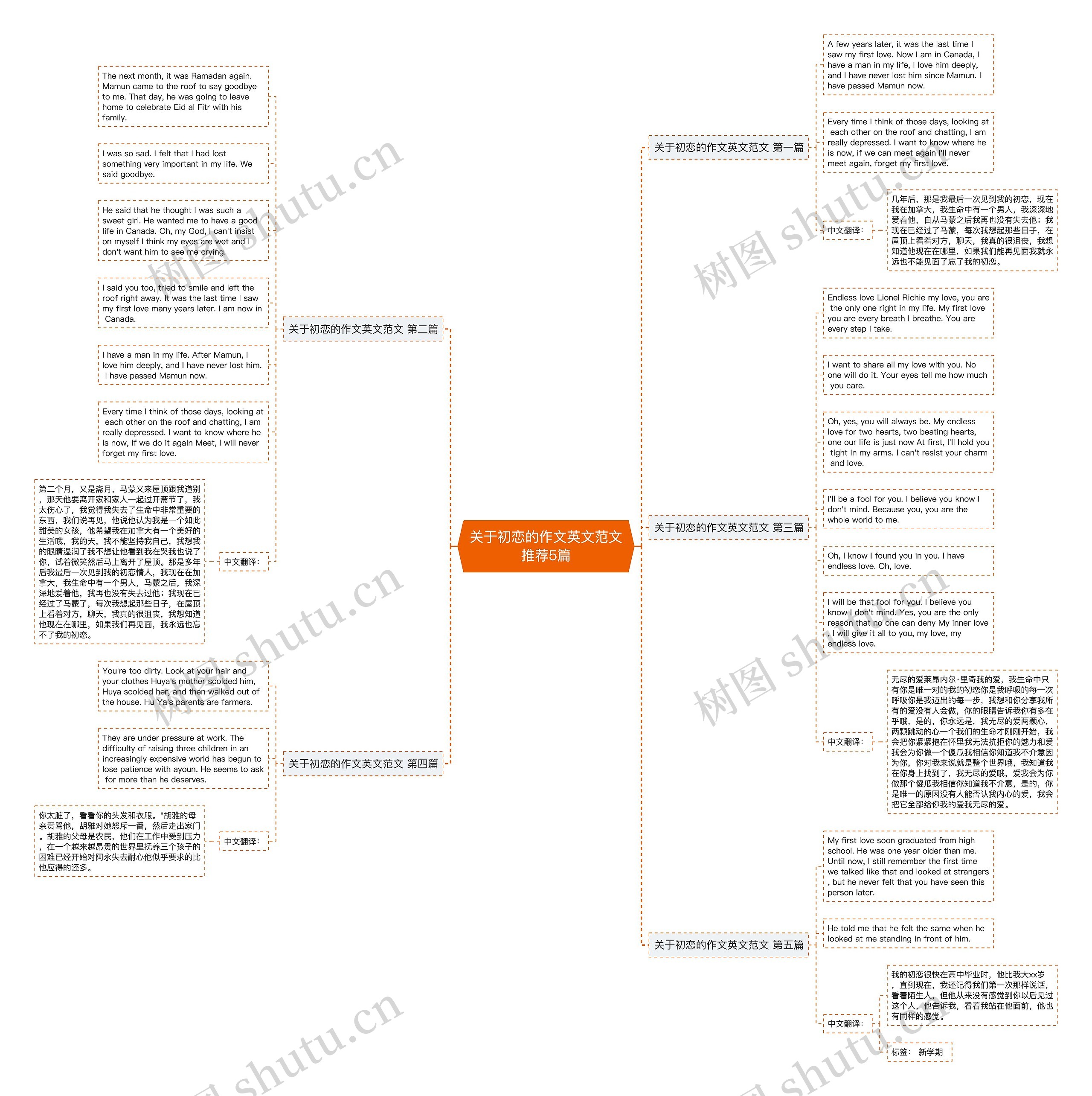 关于初恋的作文英文范文推荐5篇思维导图