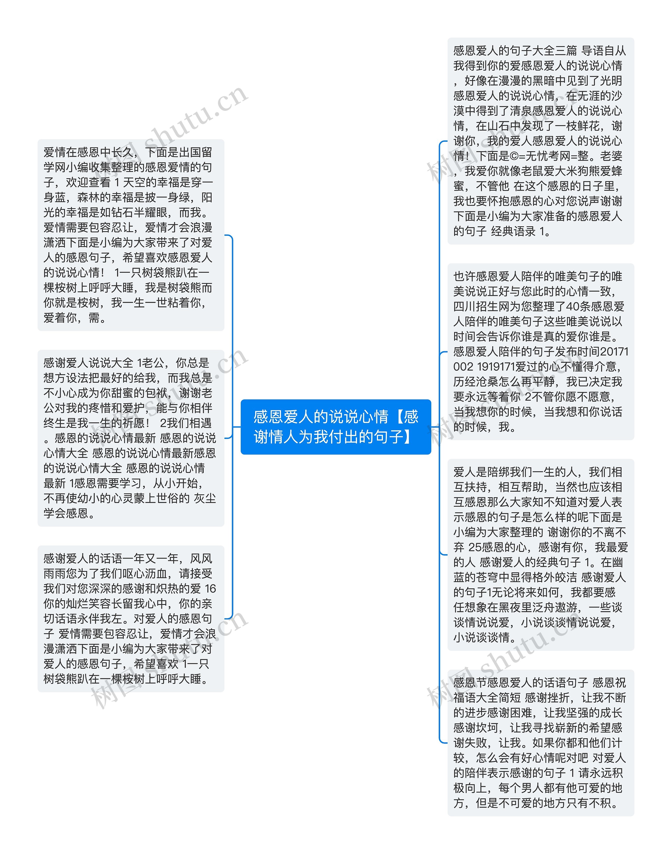 感恩爱人的说说心情【感谢情人为我付出的句子】思维导图