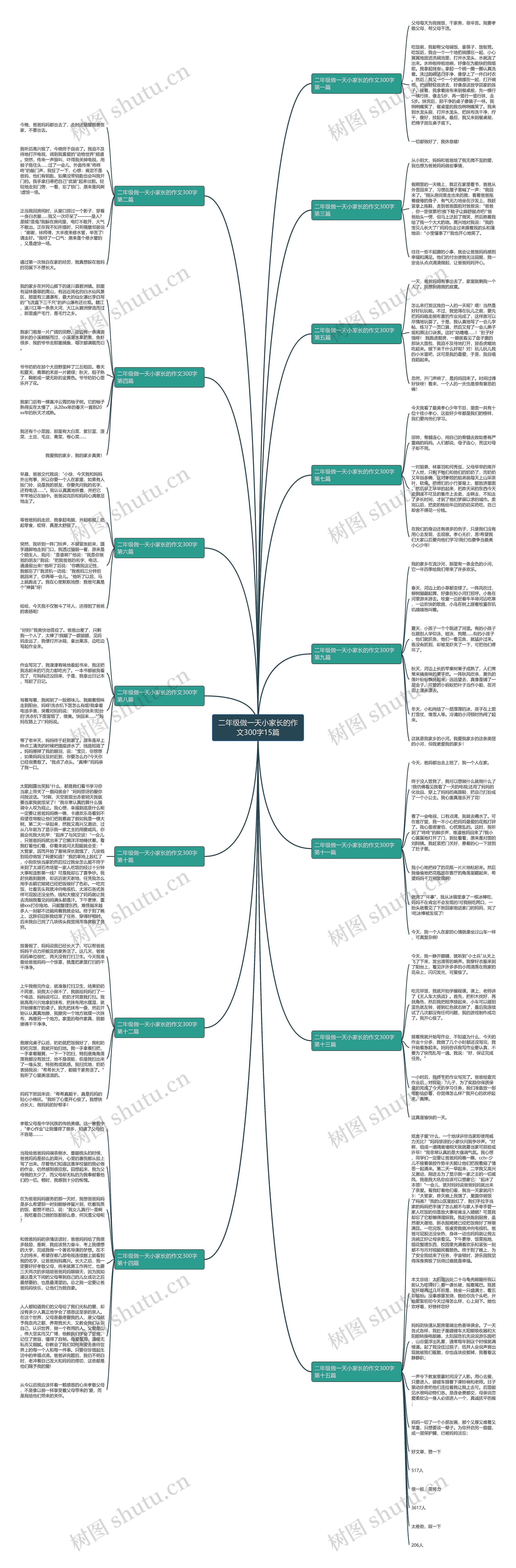 二年级做一天小家长的作文300字15篇思维导图