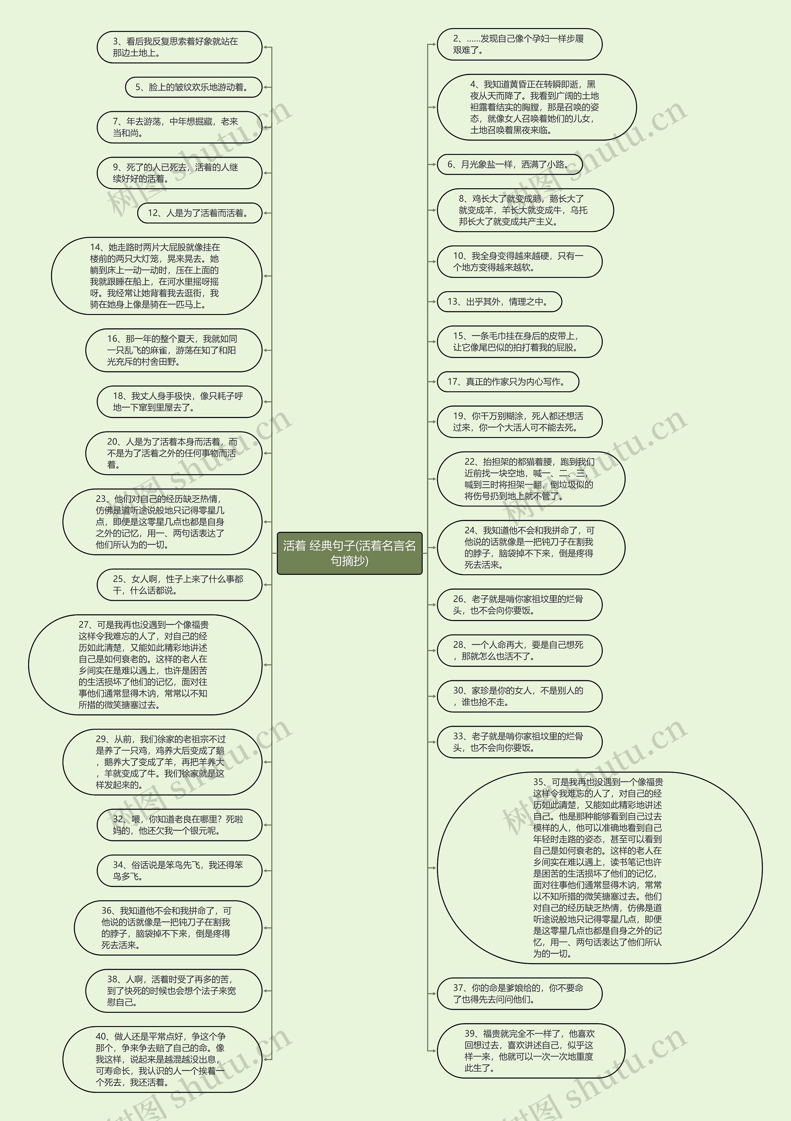 活着 经典句子(活着名言名句摘抄)思维导图