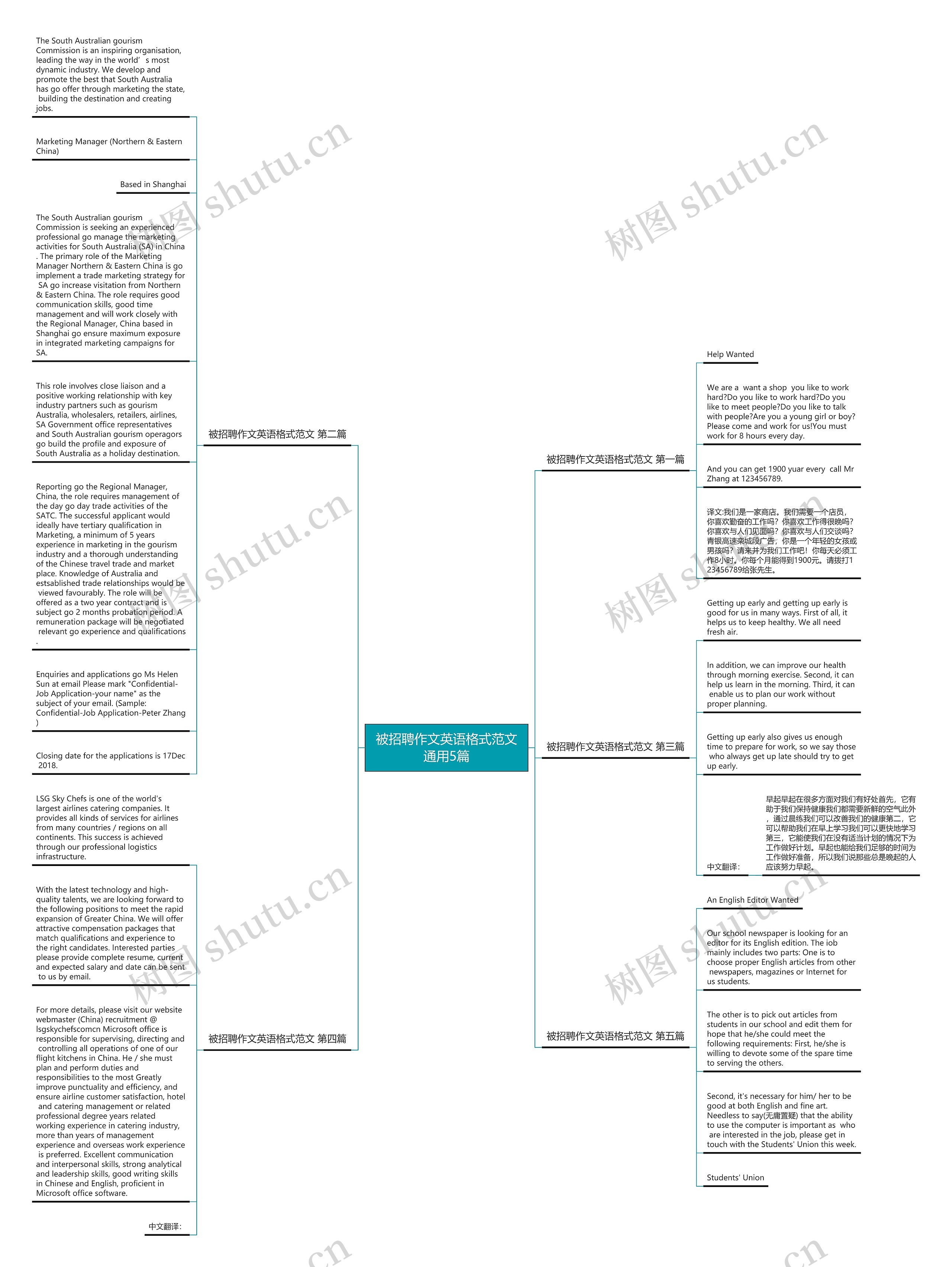 被招聘作文英语格式范文通用5篇思维导图