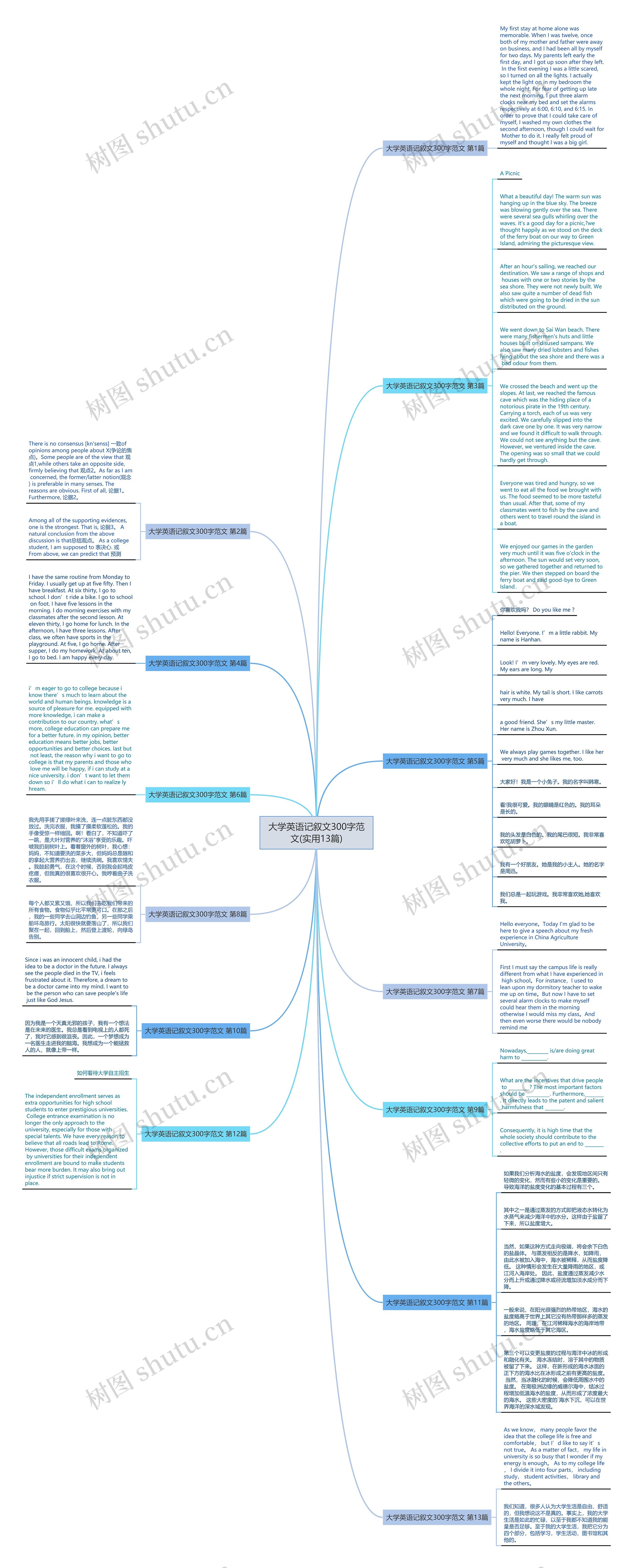 大学英语记叙文300字范文(实用13篇)思维导图