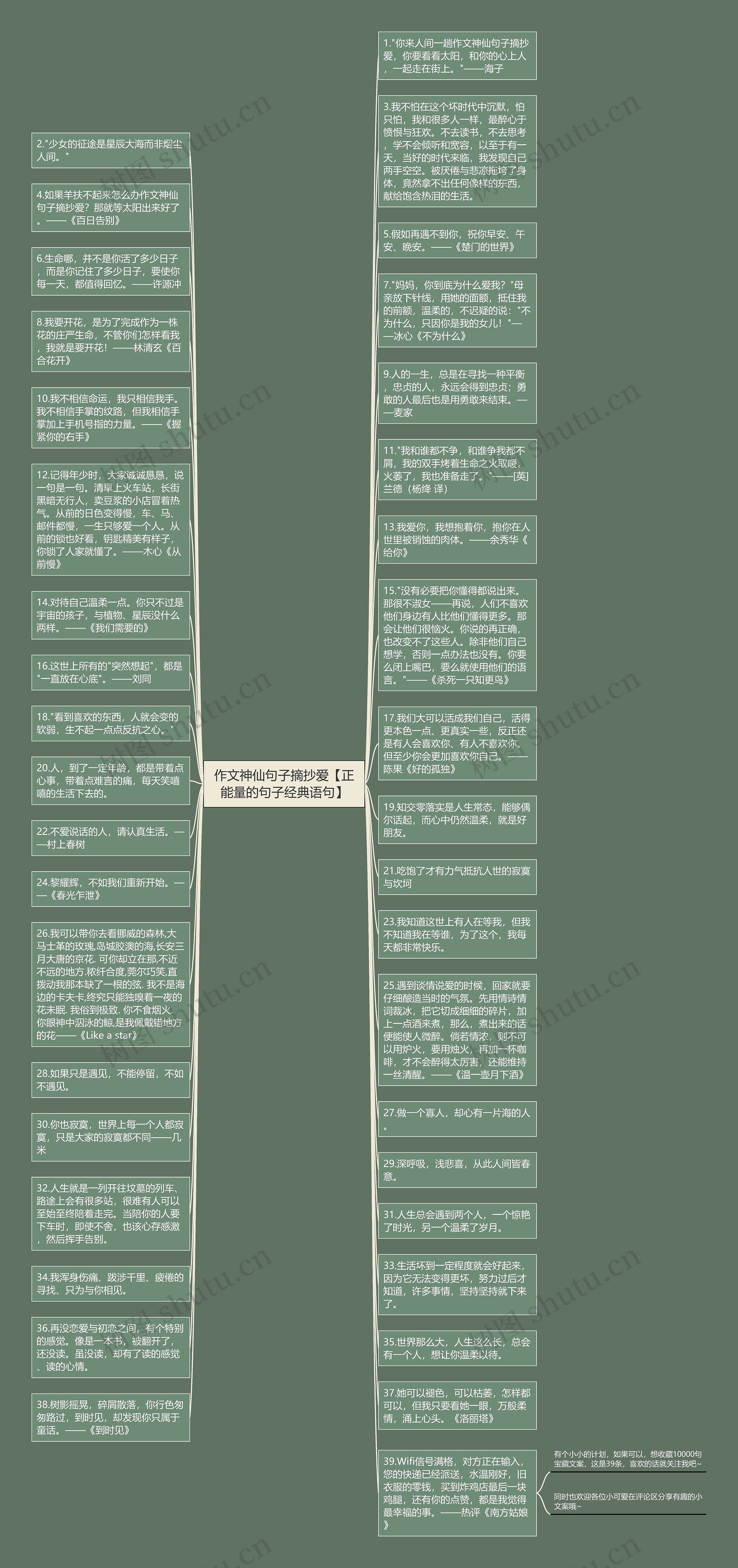 作文神仙句子摘抄爱【正能量的句子经典语句】思维导图