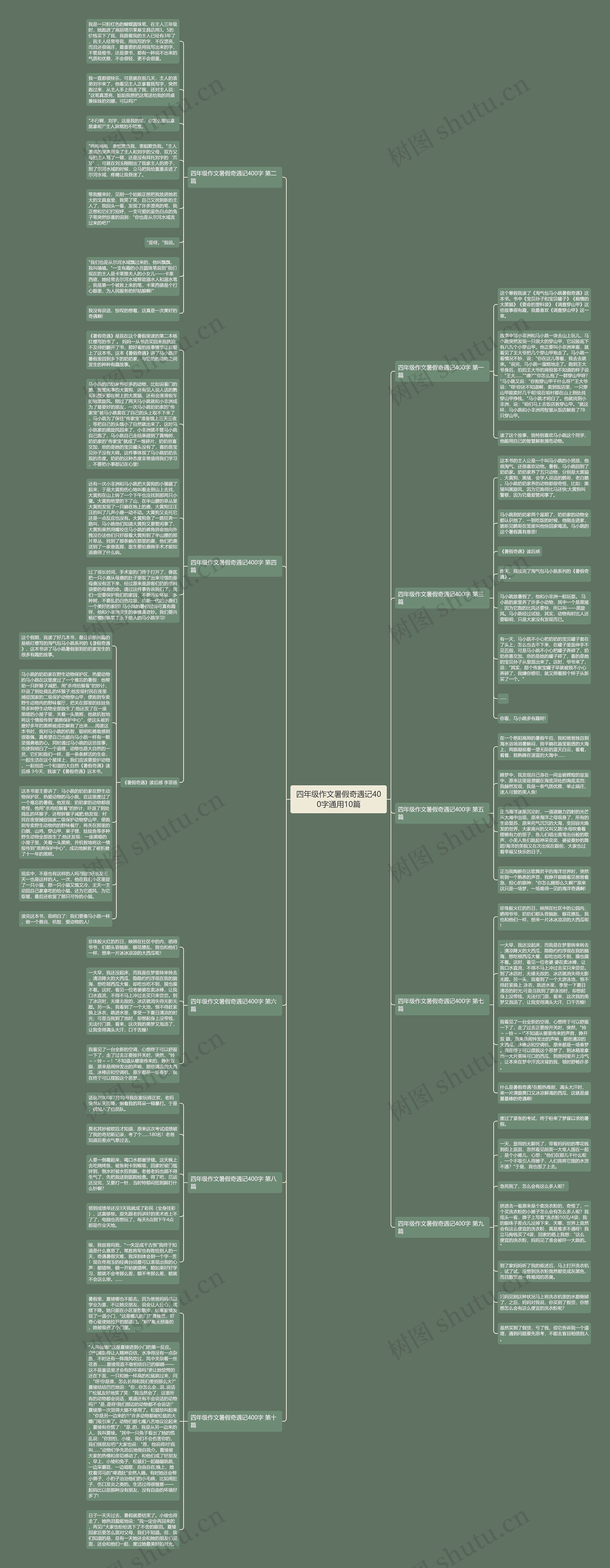 四年级作文暑假奇遇记400字通用10篇思维导图