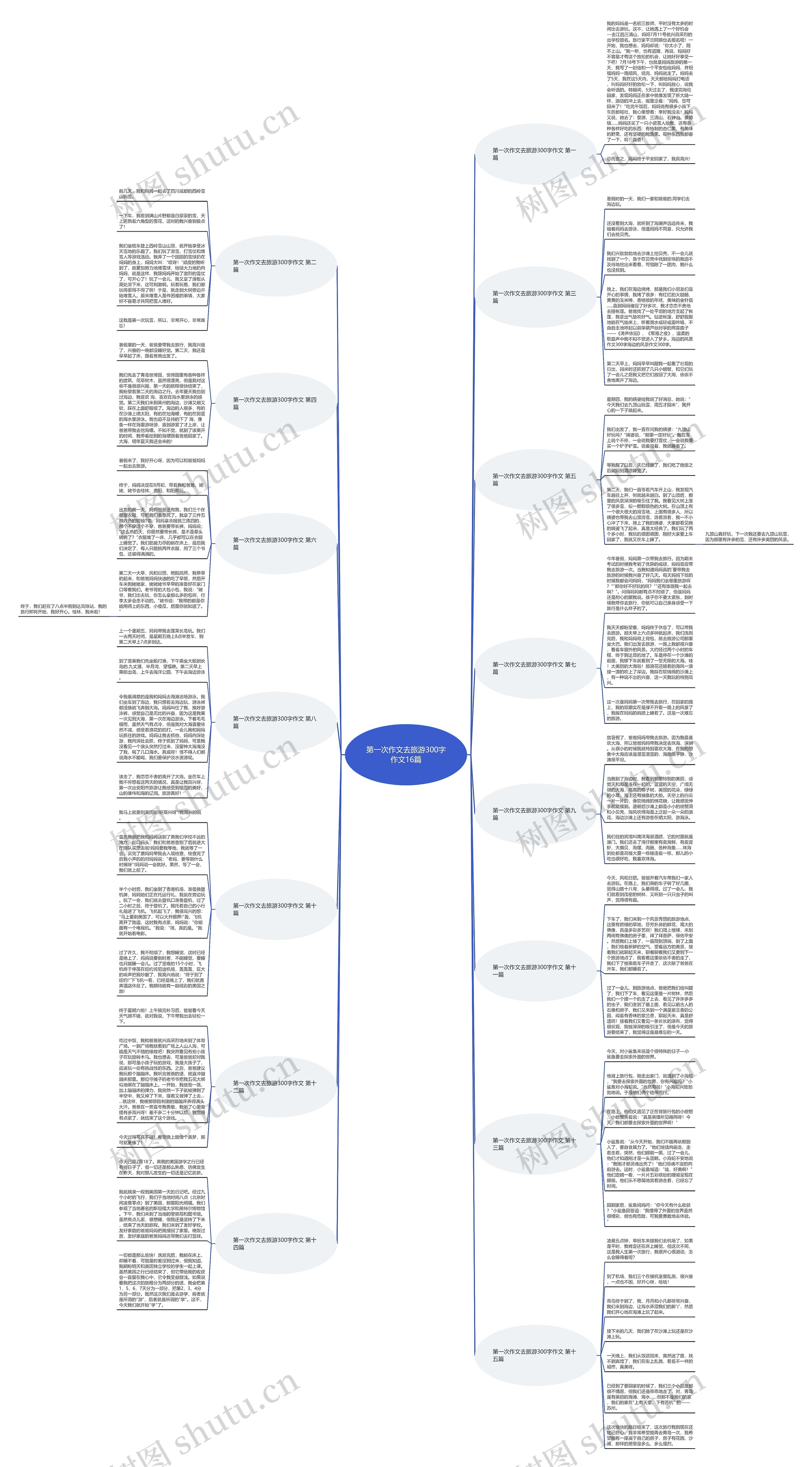 第一次作文去旅游300字作文16篇思维导图