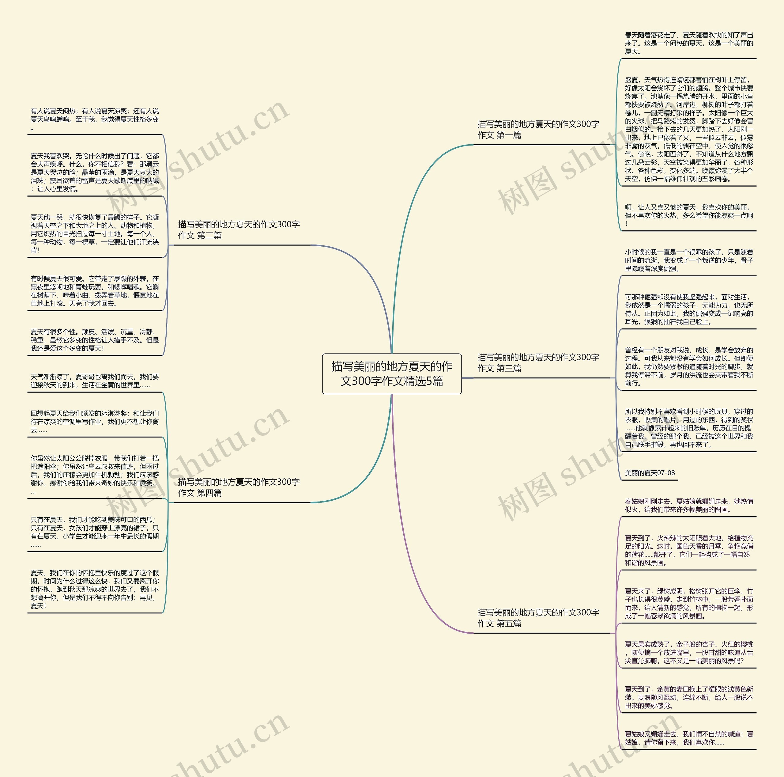 描写美丽的地方夏天的作文300字作文精选5篇思维导图