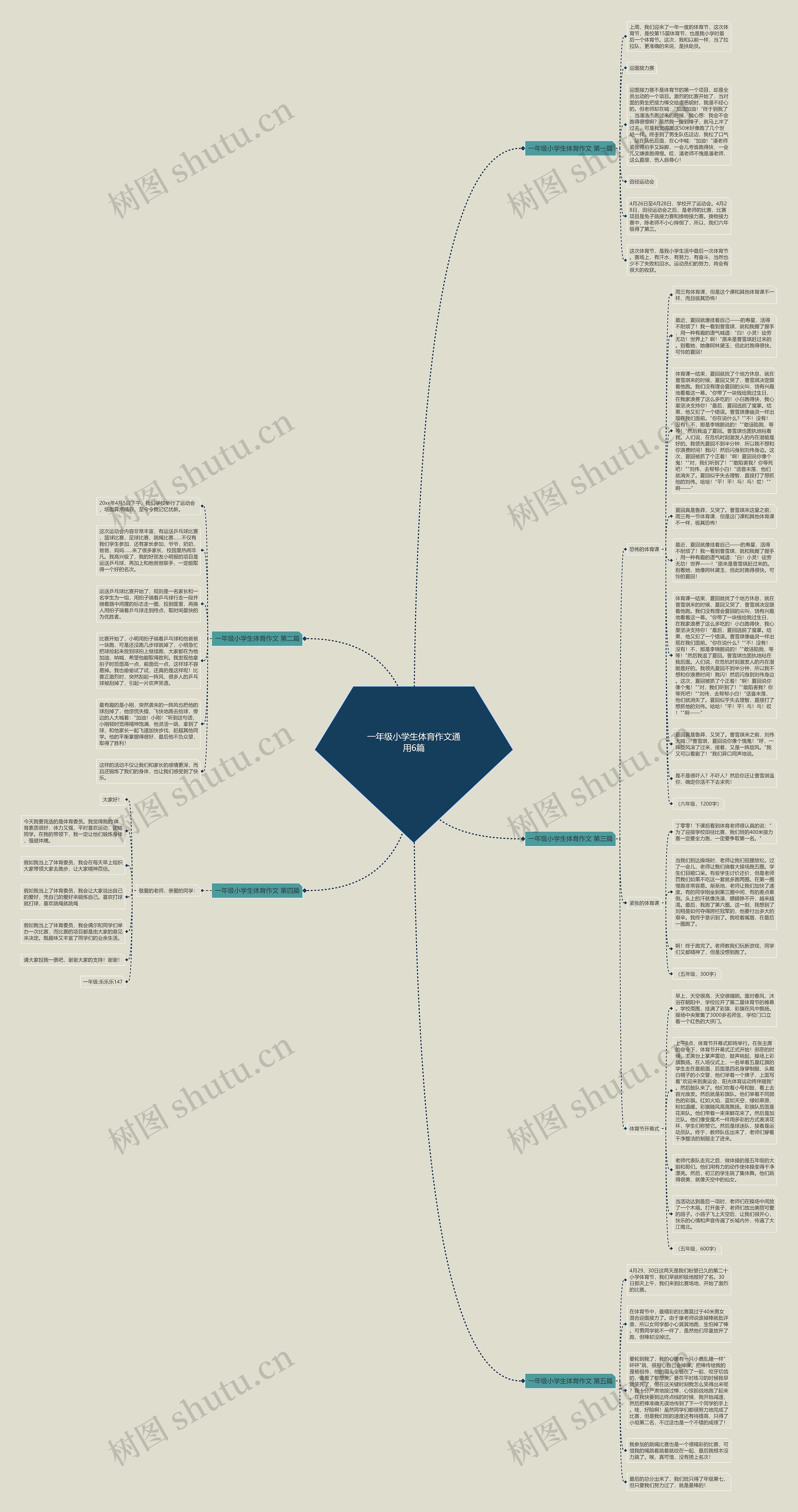 一年级小学生体育作文通用6篇思维导图