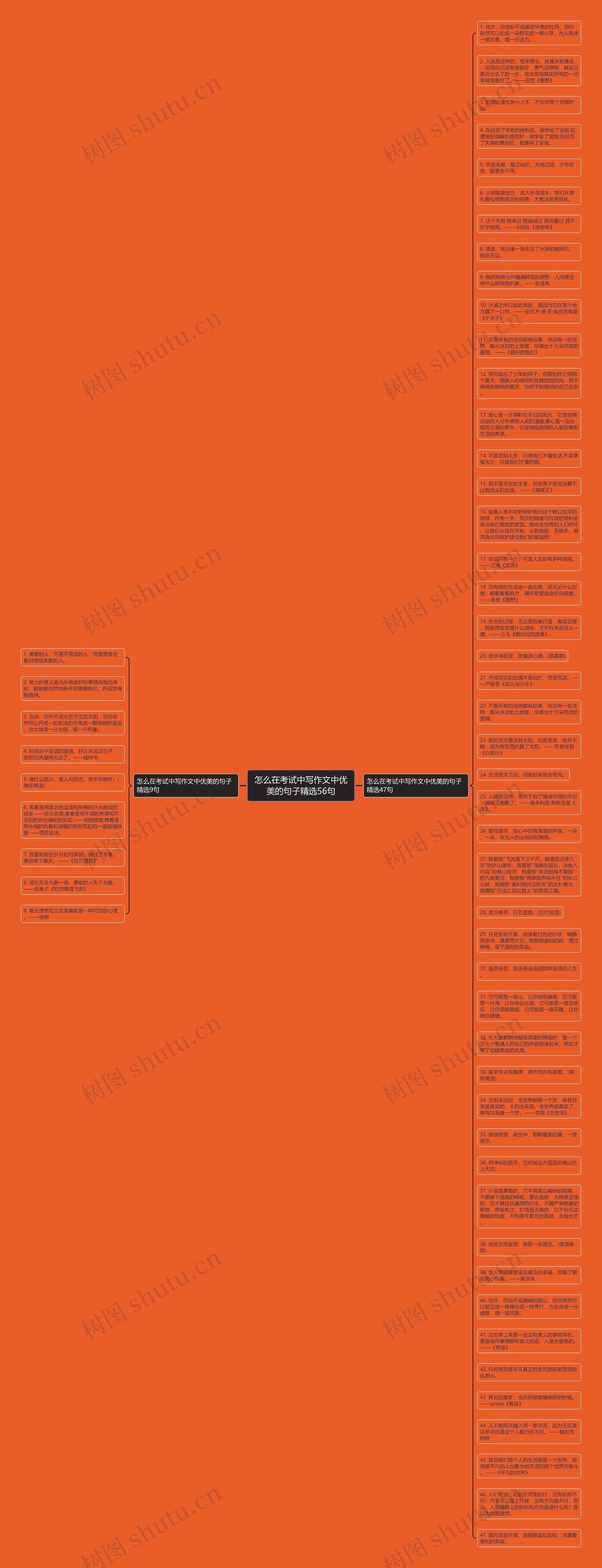 怎么在考试中写作文中优美的句子精选56句思维导图