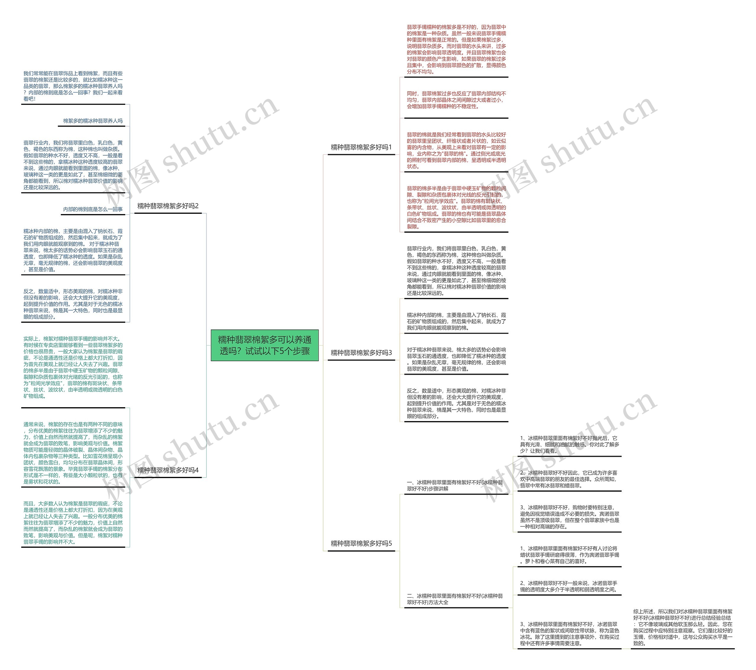 糯种翡翠棉絮多可以养通透吗？试试以下5个步骤思维导图