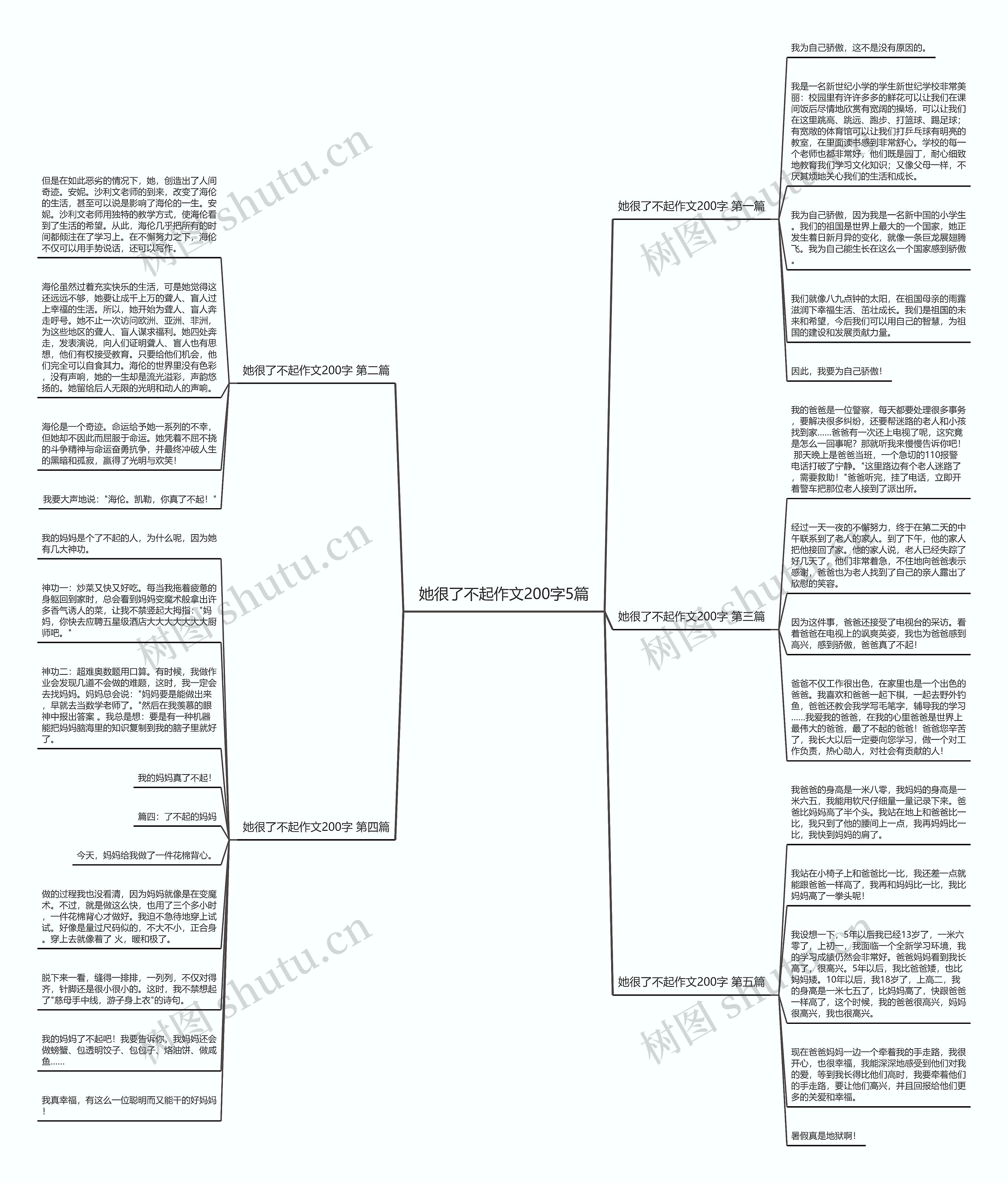 她很了不起作文200字5篇思维导图
