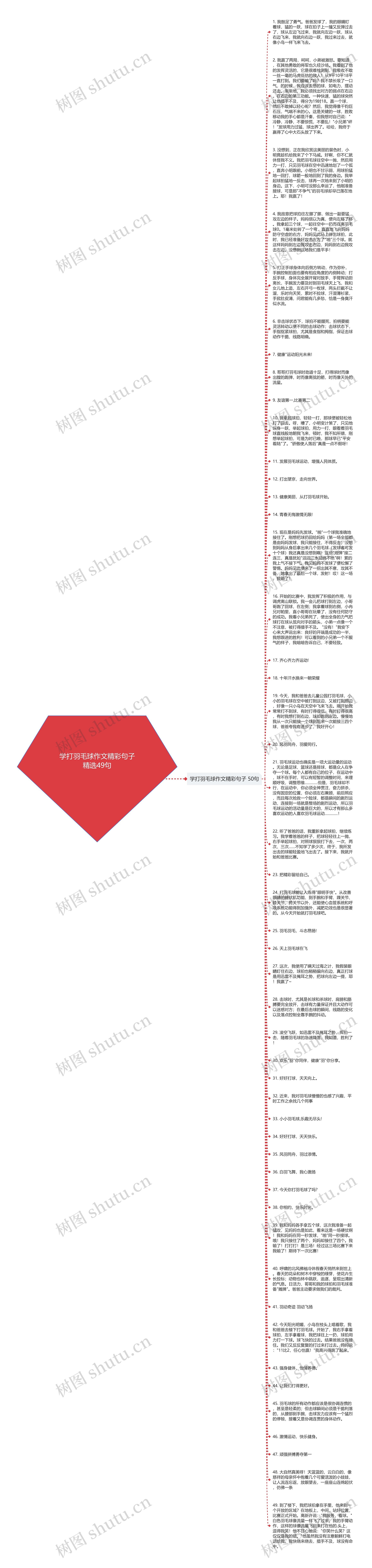 学打羽毛球作文精彩句子精选49句思维导图