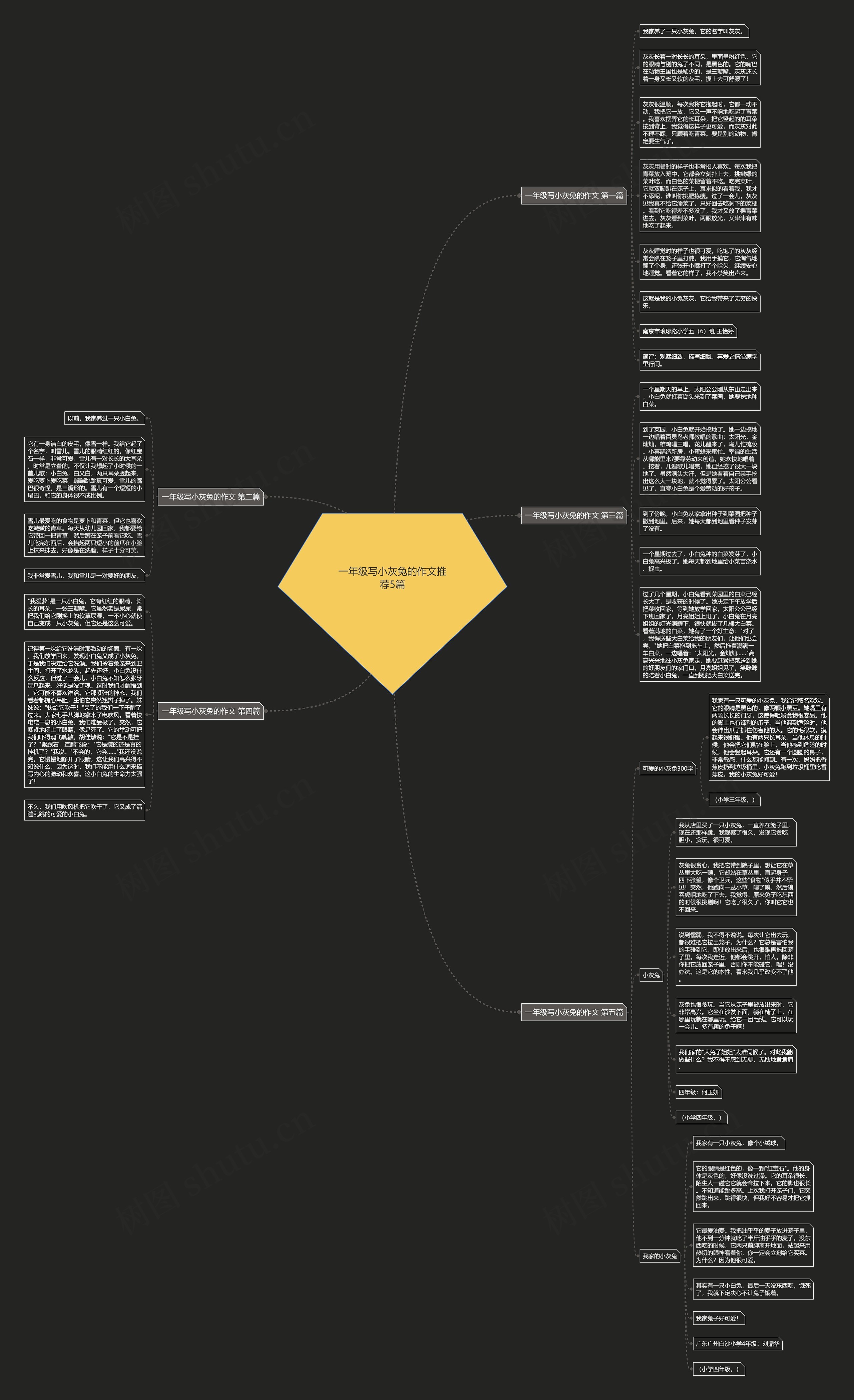 一年级写小灰兔的作文推荐5篇思维导图