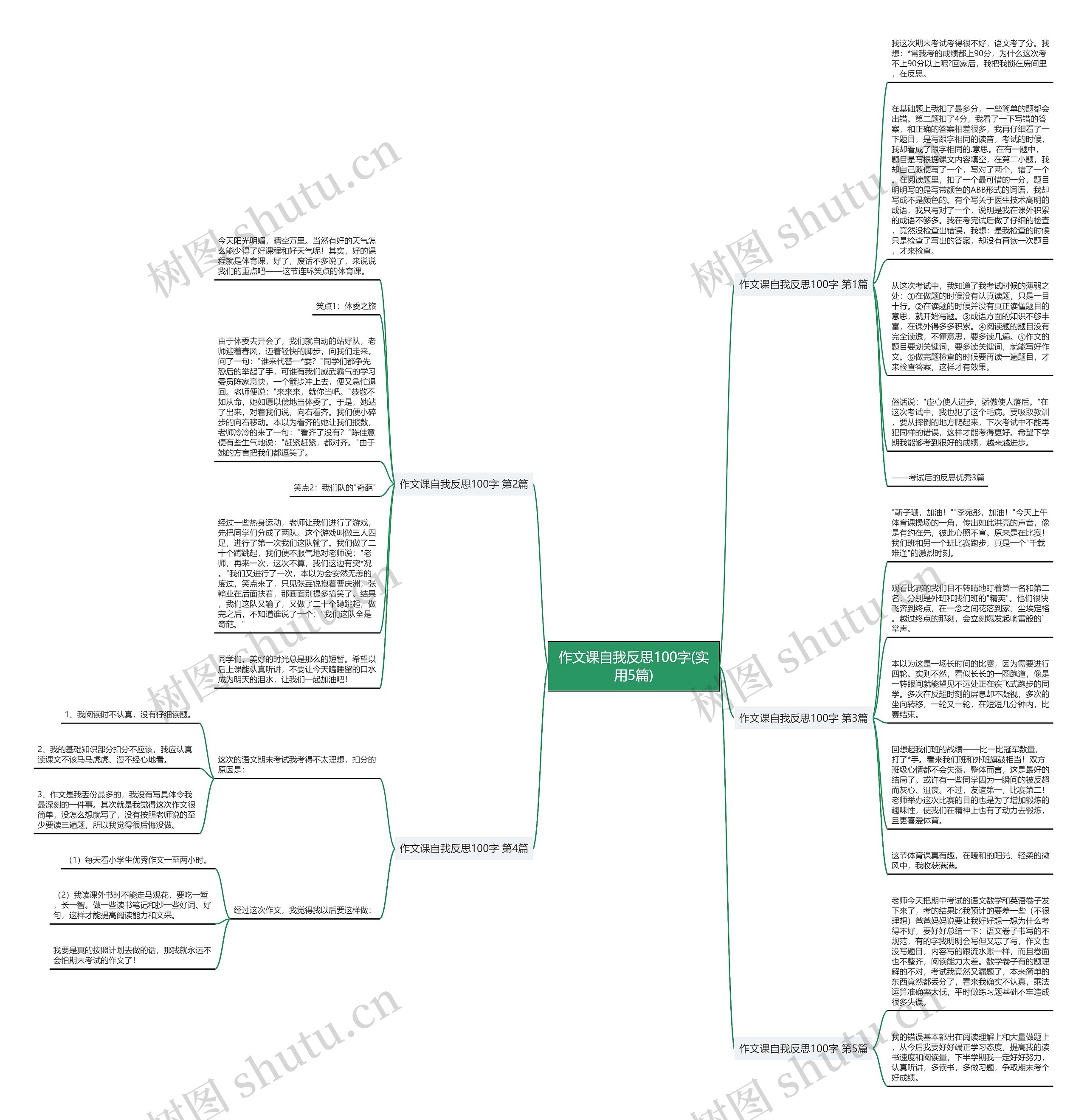 作文课自我反思100字(实用5篇)思维导图