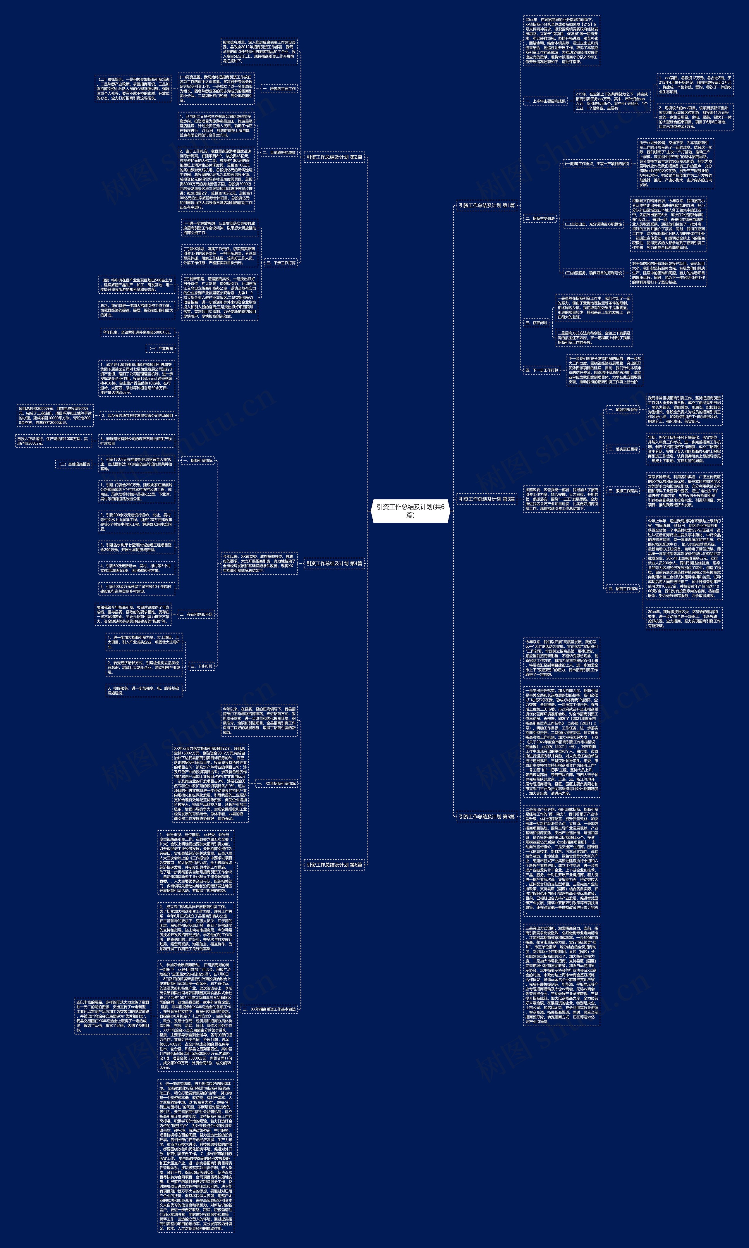 引资工作总结及计划(共6篇)思维导图