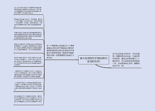 奋斗生活的句子(阳光努力生活的句子)