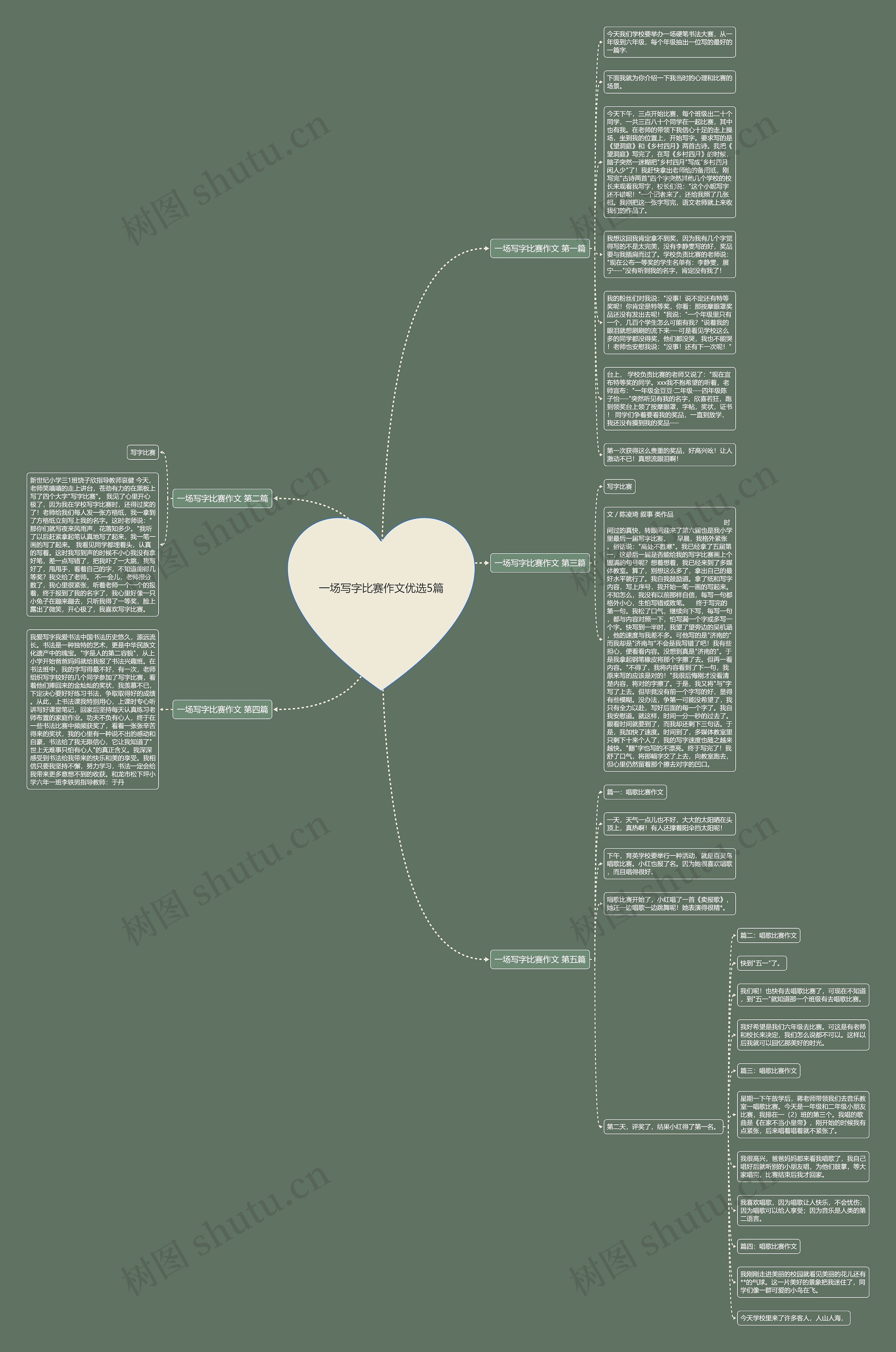 一场写字比赛作文优选5篇思维导图