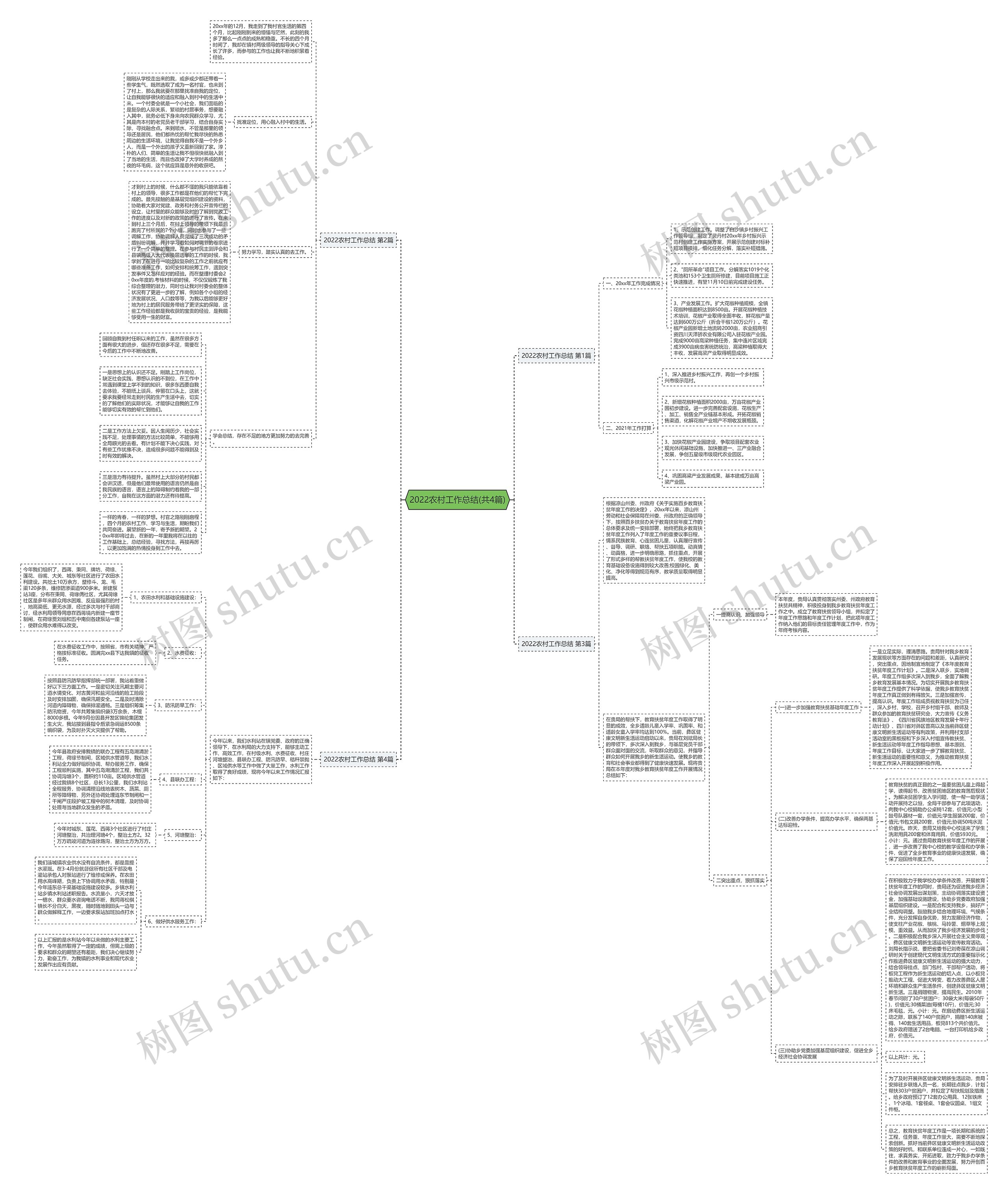 2022农村工作总结(共4篇)思维导图
