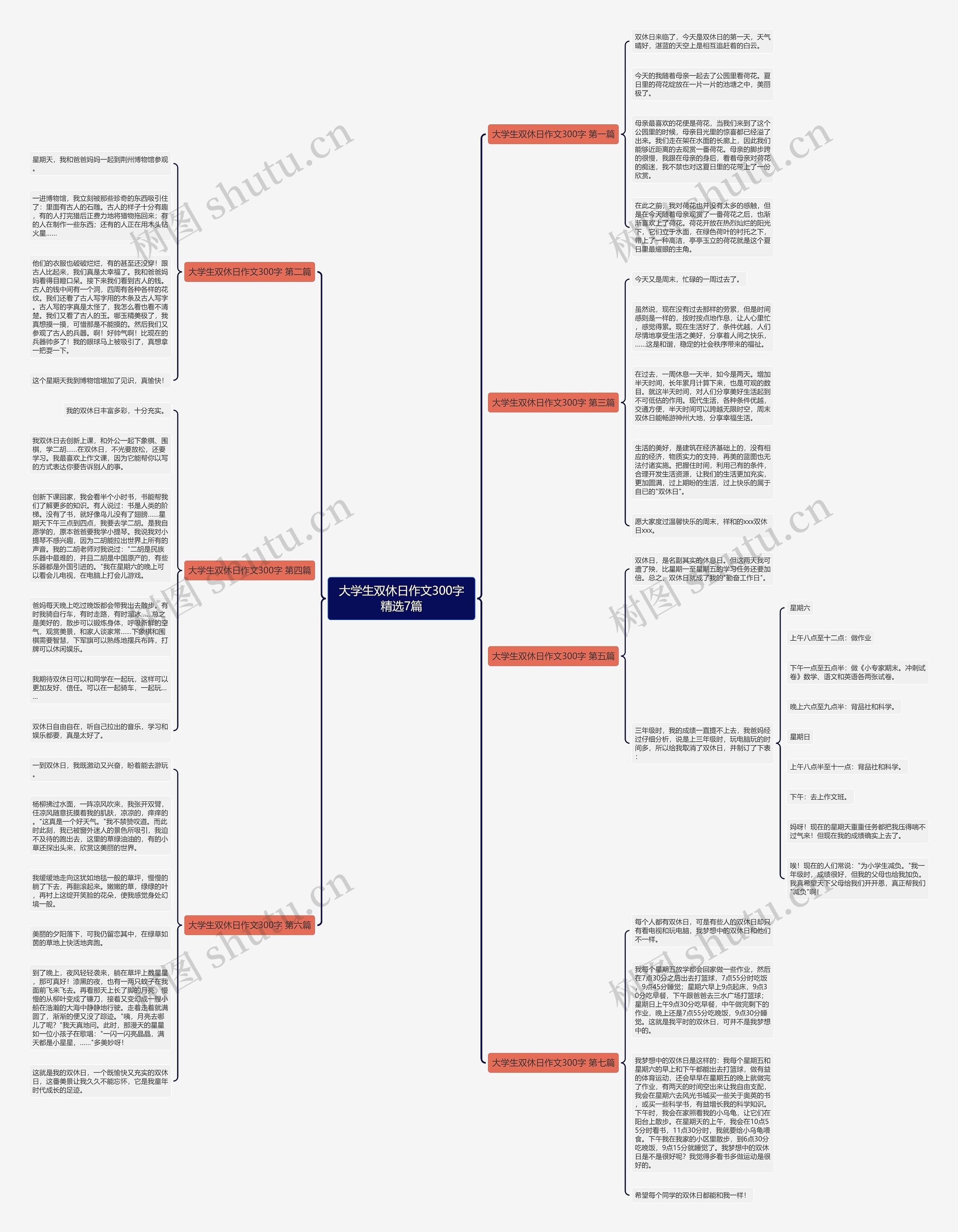 大学生双休日作文300字精选7篇思维导图