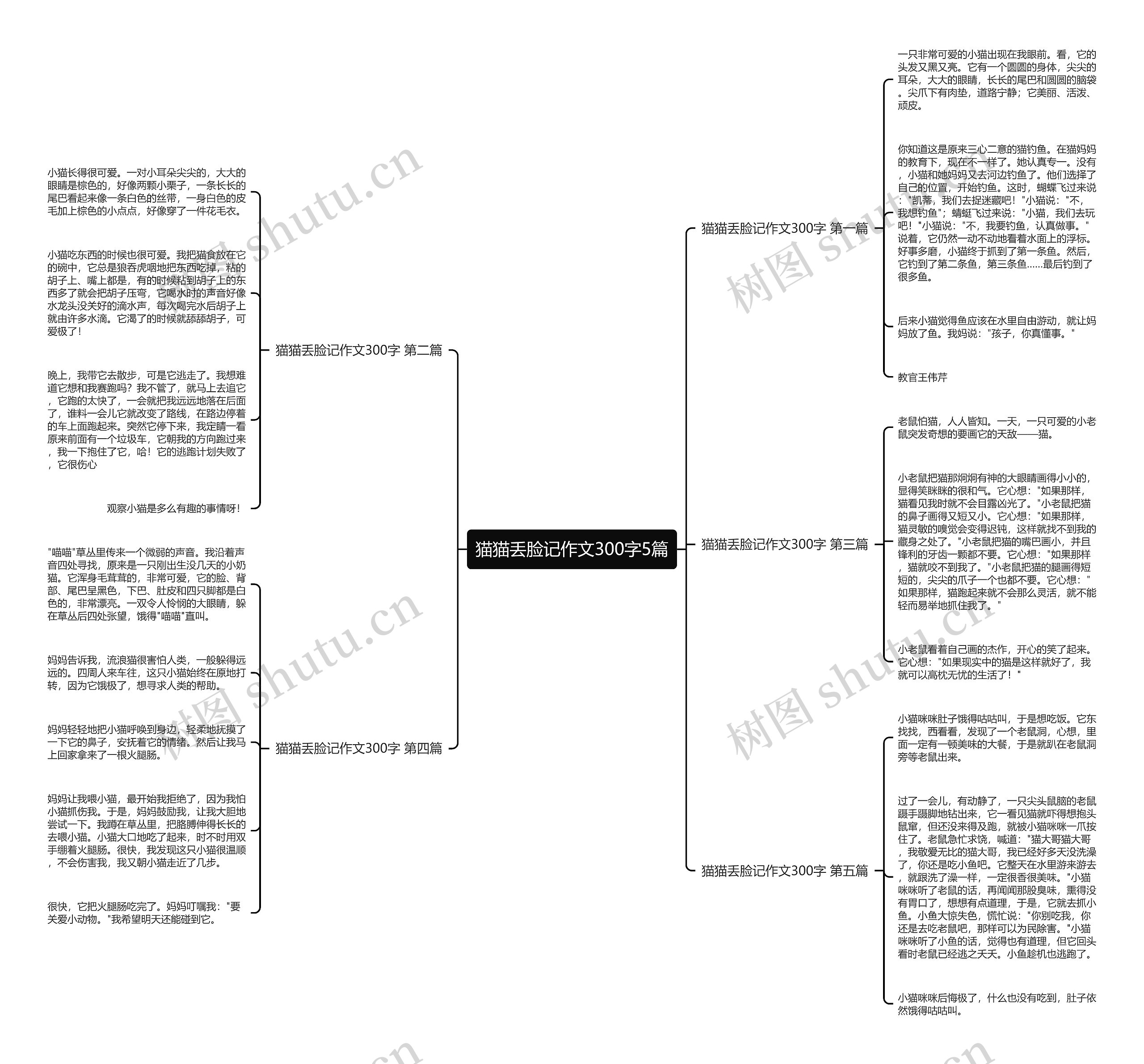 猫猫丢脸记作文300字5篇思维导图