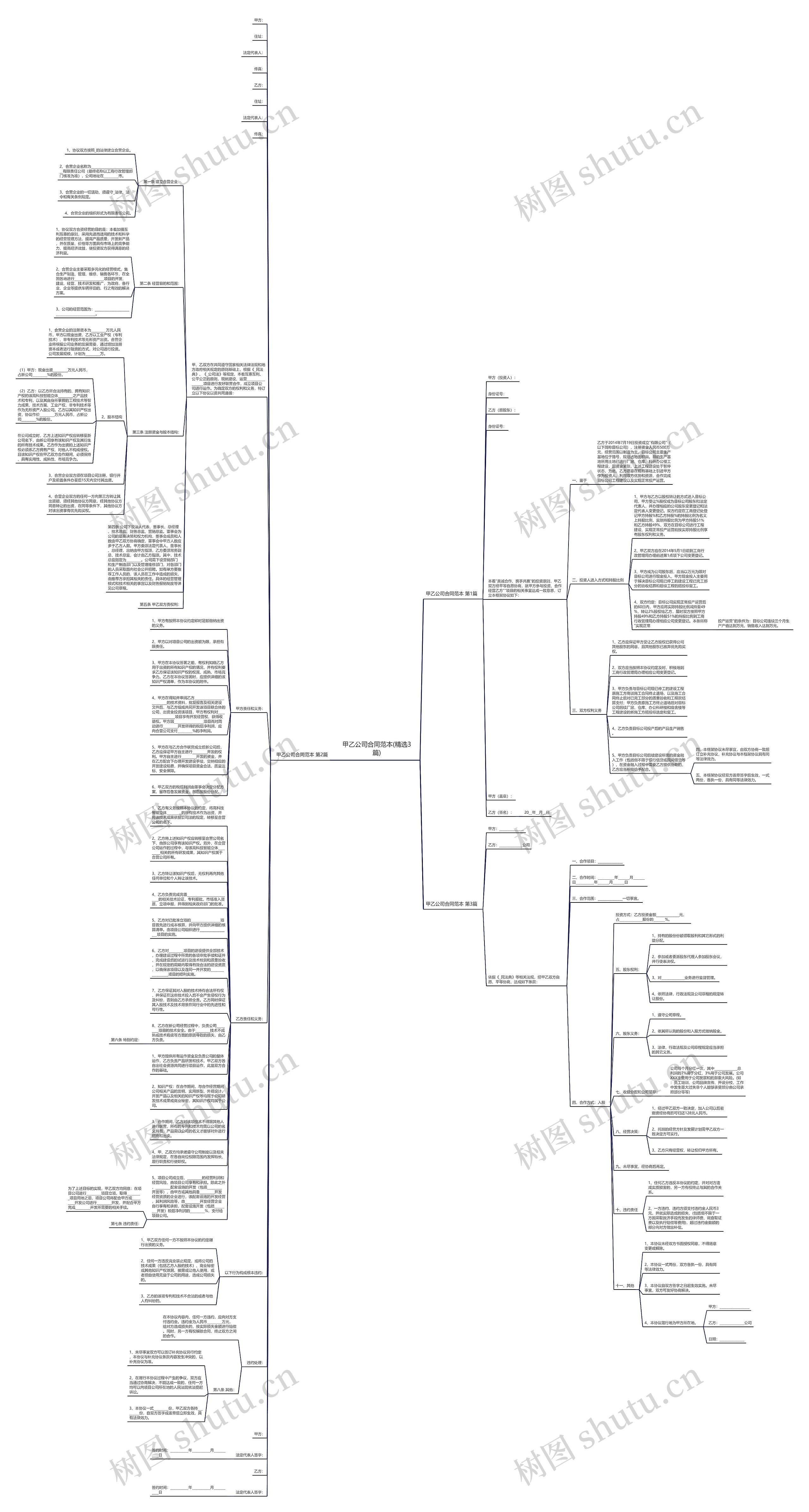 甲乙公司合同范本(精选3篇)思维导图