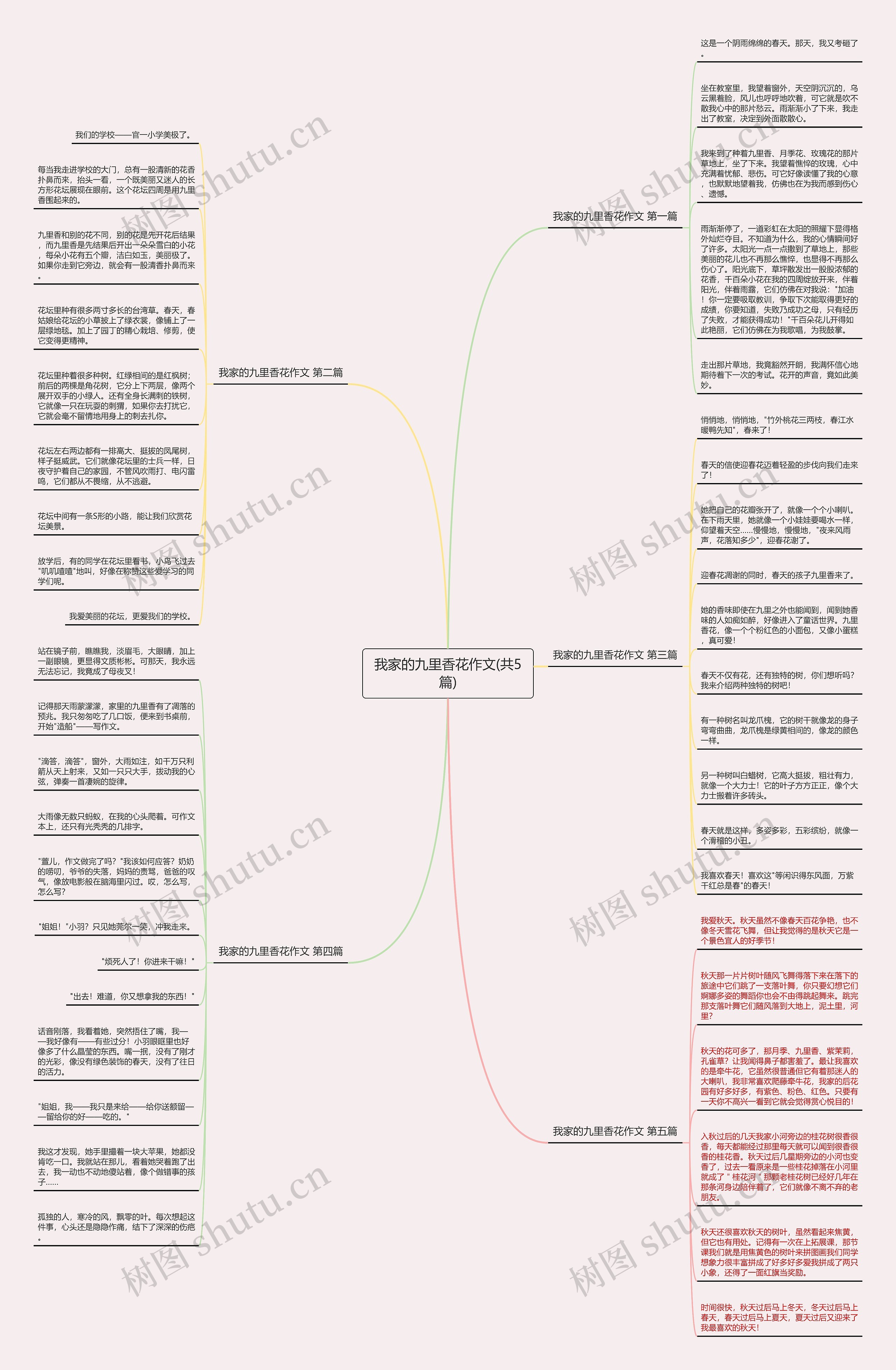 我家的九里香花作文(共5篇)思维导图