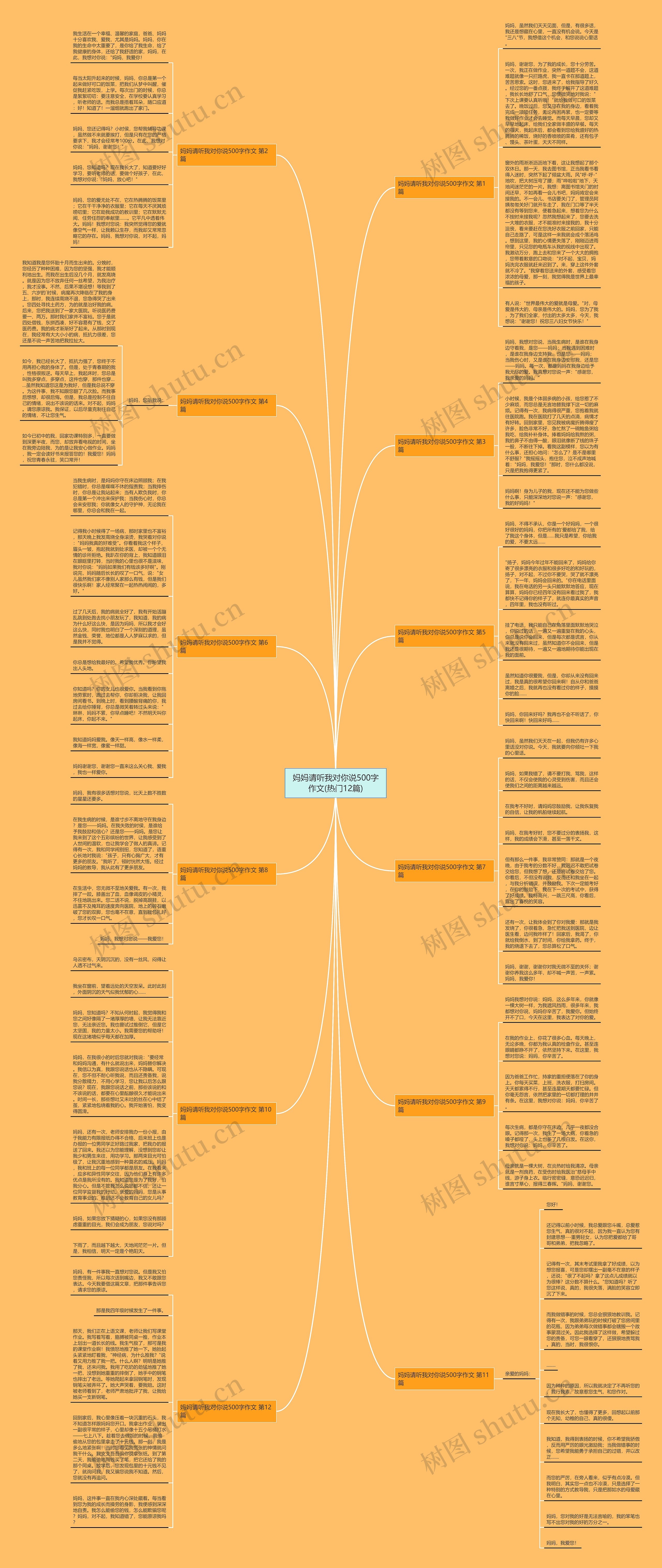 妈妈请听我对你说500字作文(热门12篇)思维导图