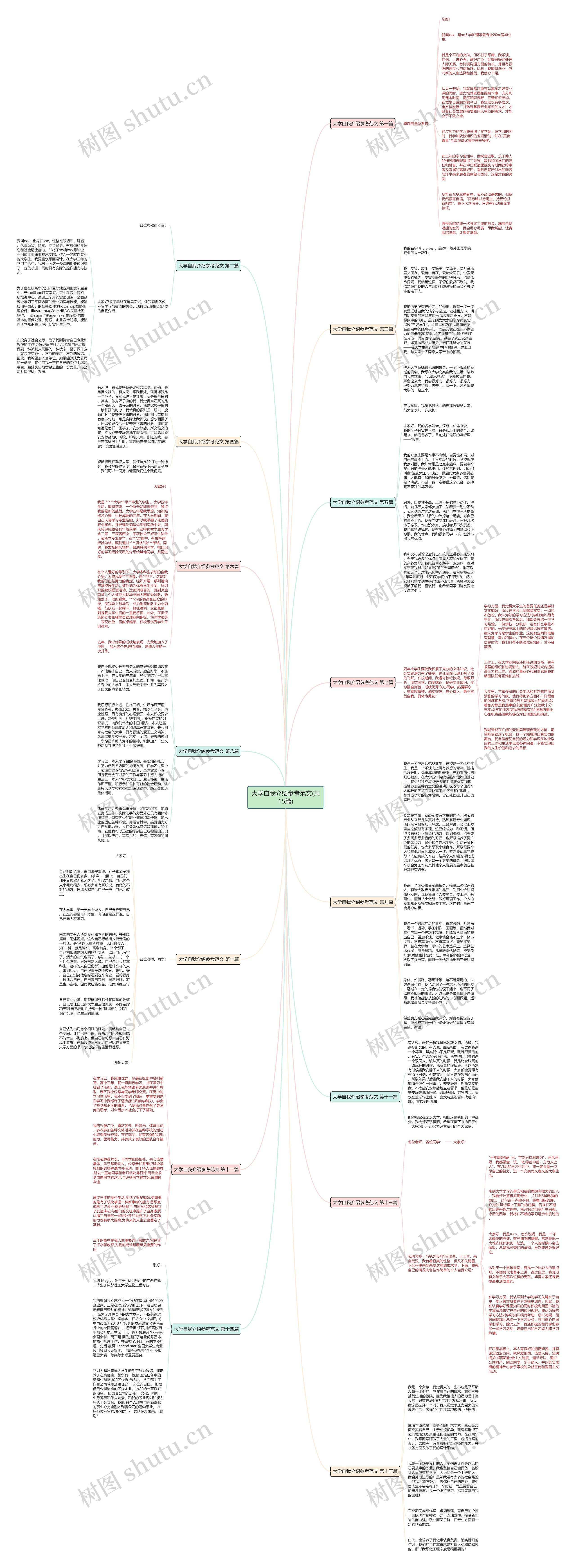 大学自我介绍参考范文(共15篇)思维导图