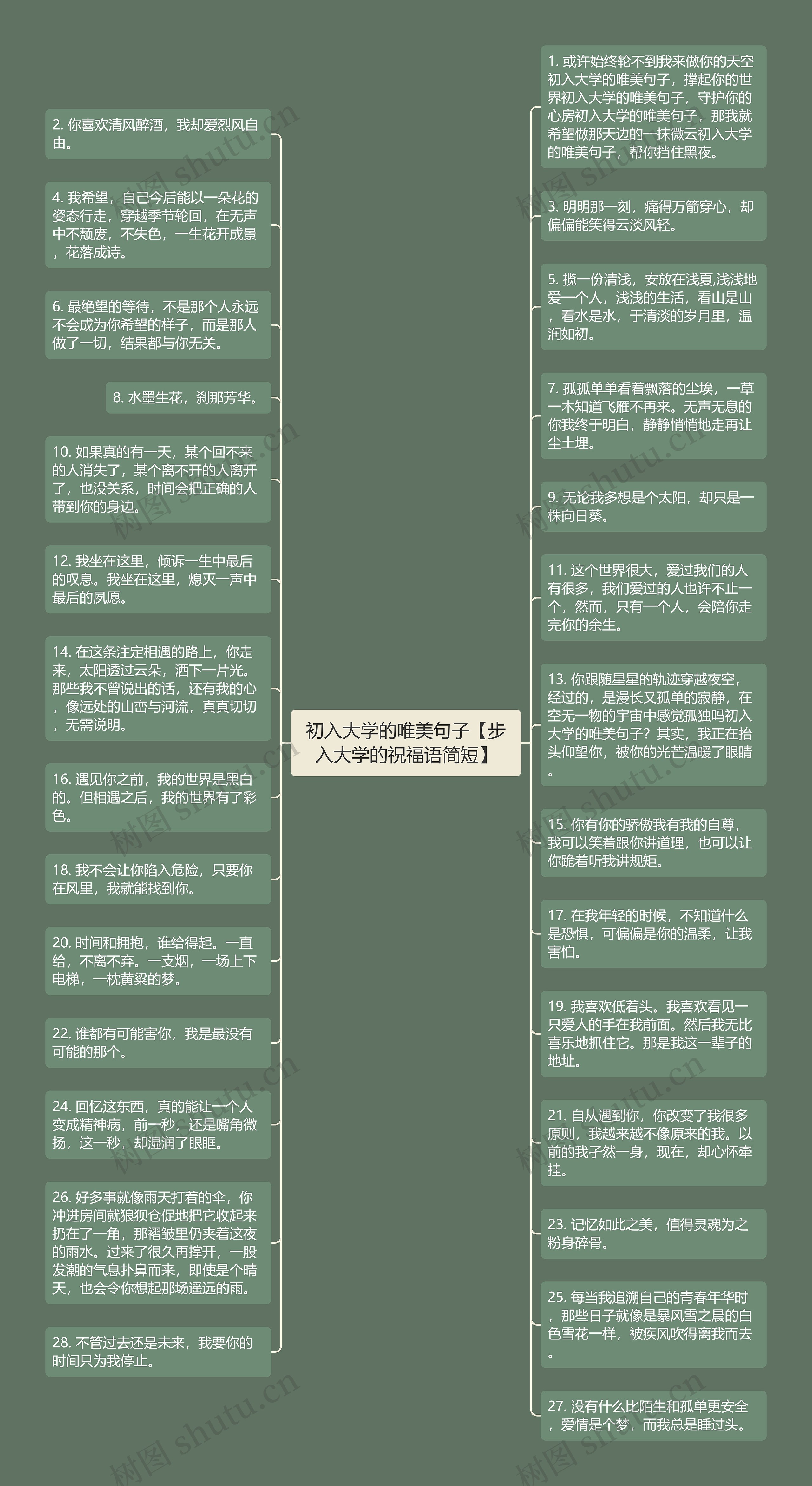 初入大学的唯美句子【步入大学的祝福语简短】思维导图