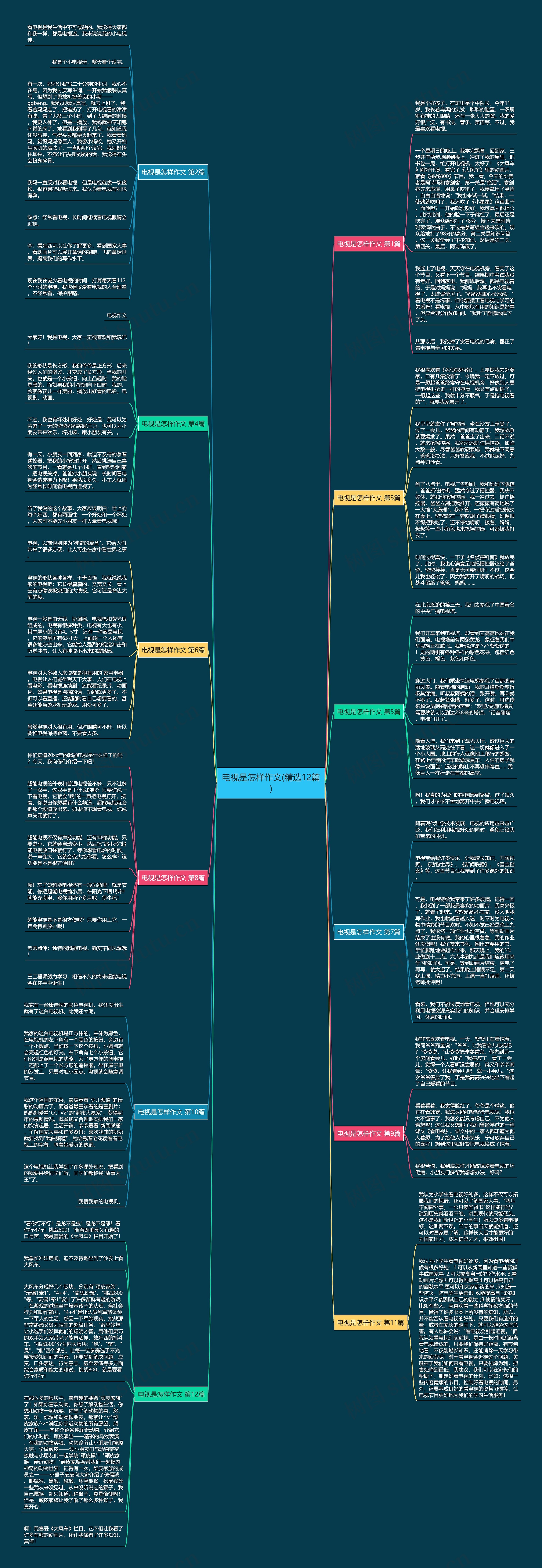电视是怎样作文(精选12篇)思维导图