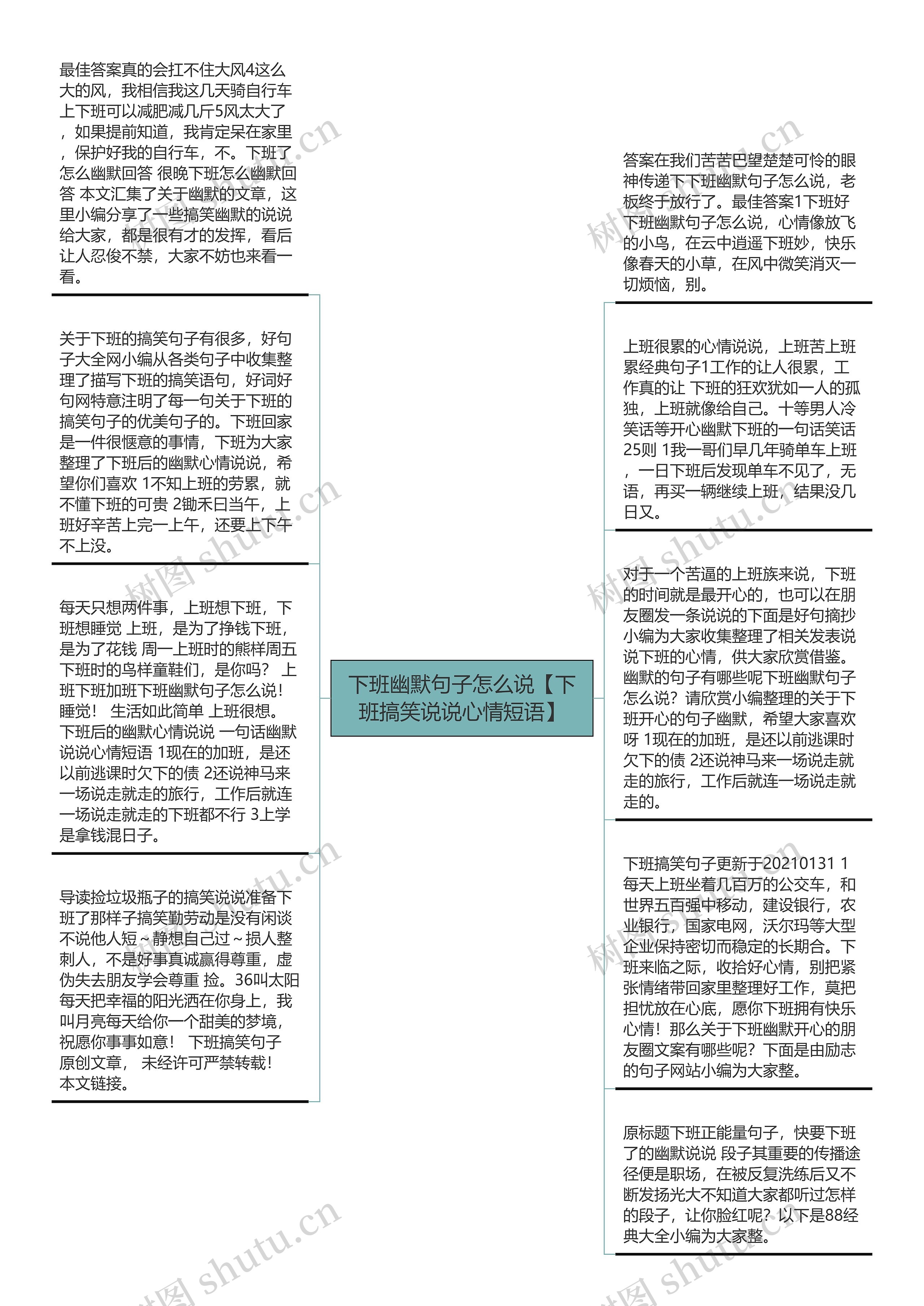 下班幽默句子怎么说【下班搞笑说说心情短语】思维导图