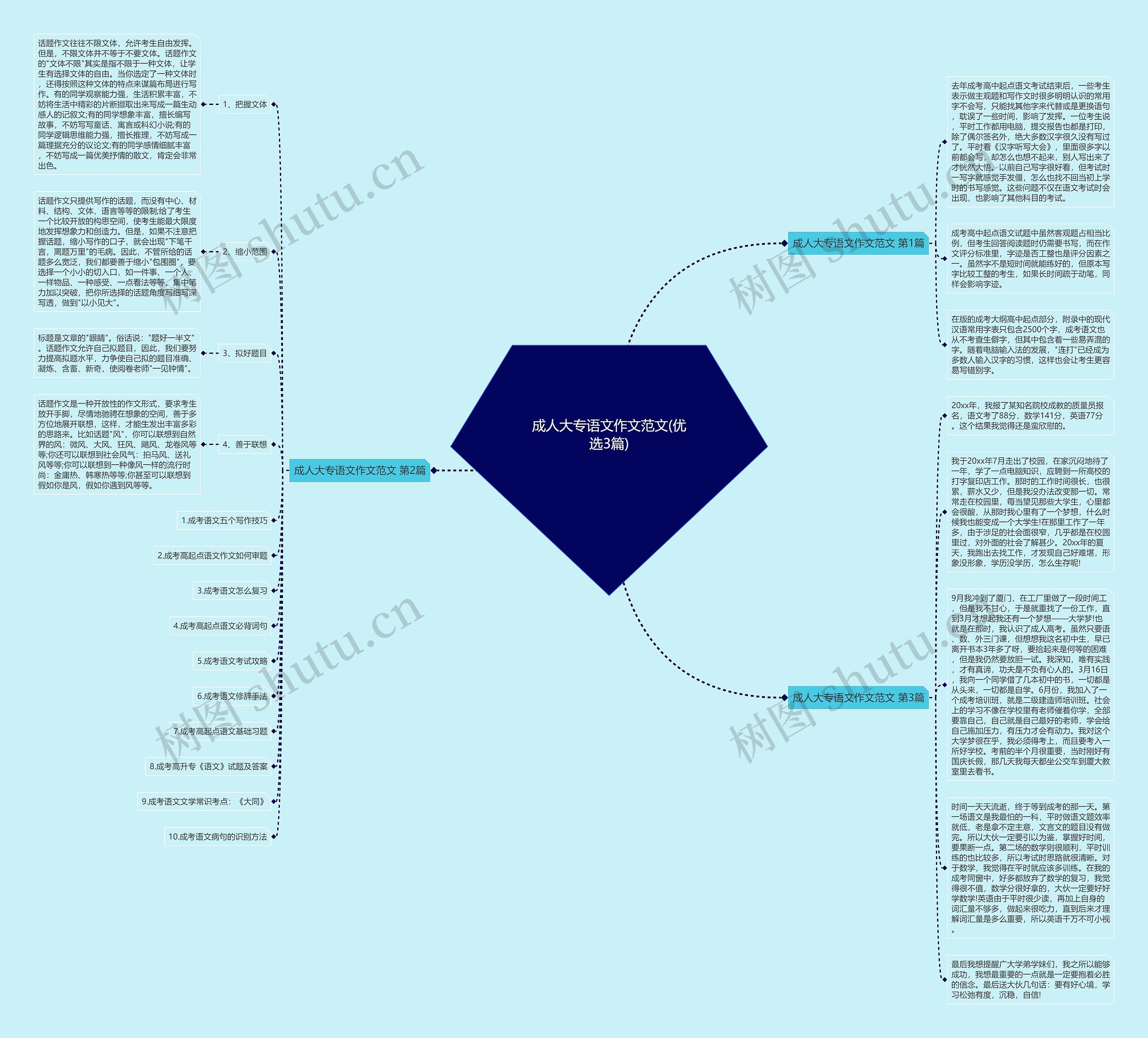 成人大专语文作文范文(优选3篇)思维导图