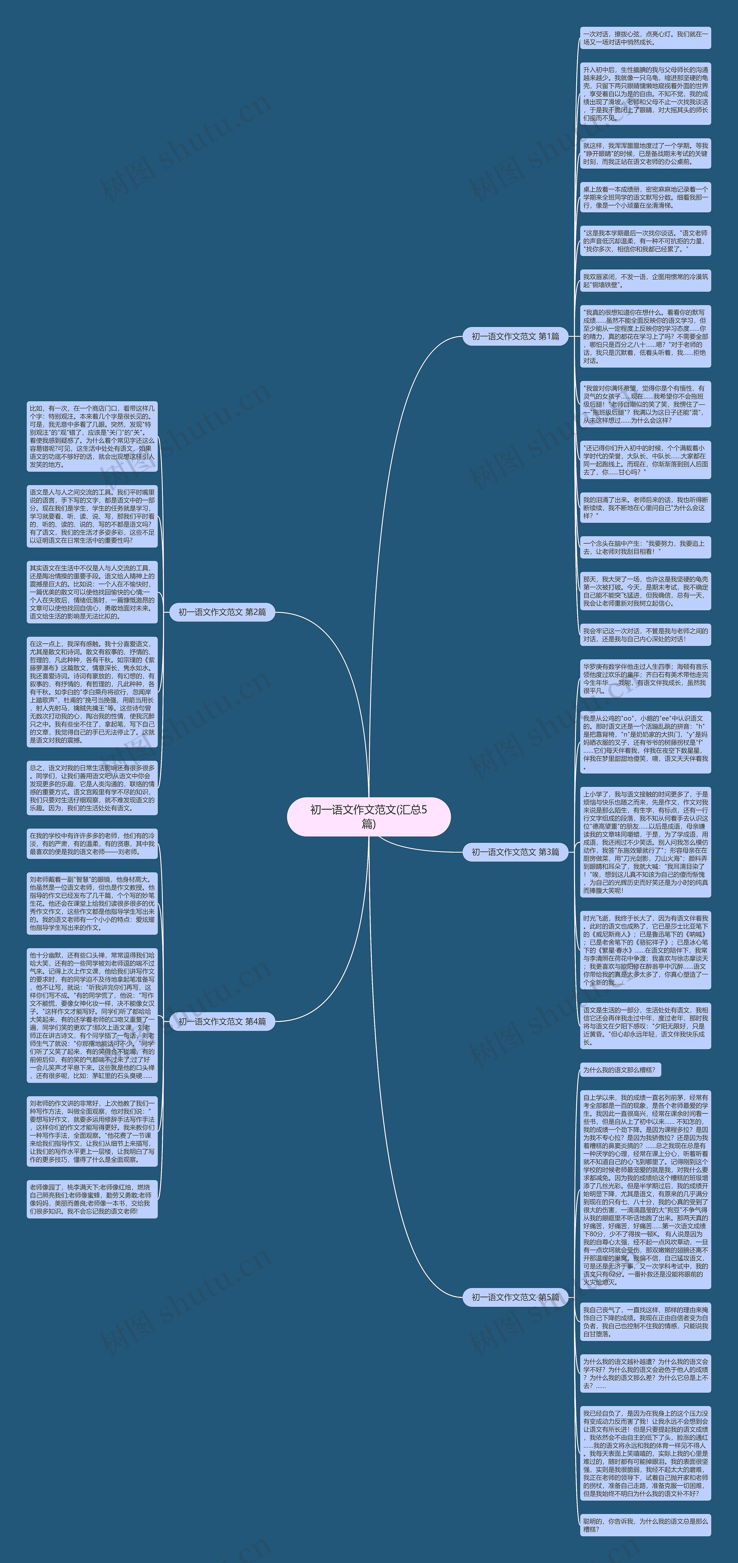 初一语文作文范文(汇总5篇)思维导图高清图 初一语文作文范文(汇总5篇)思维导图