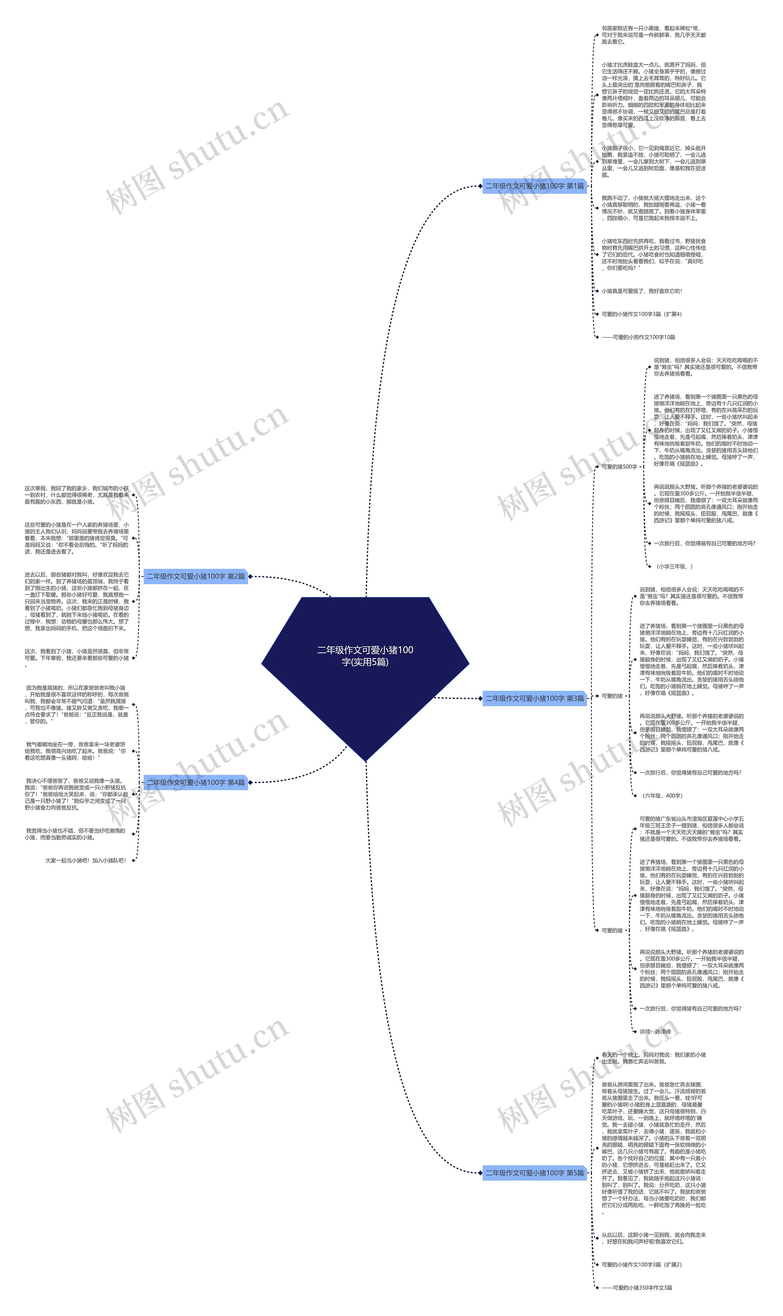 二年级作文可爱小猪100字(实用5篇)思维导图