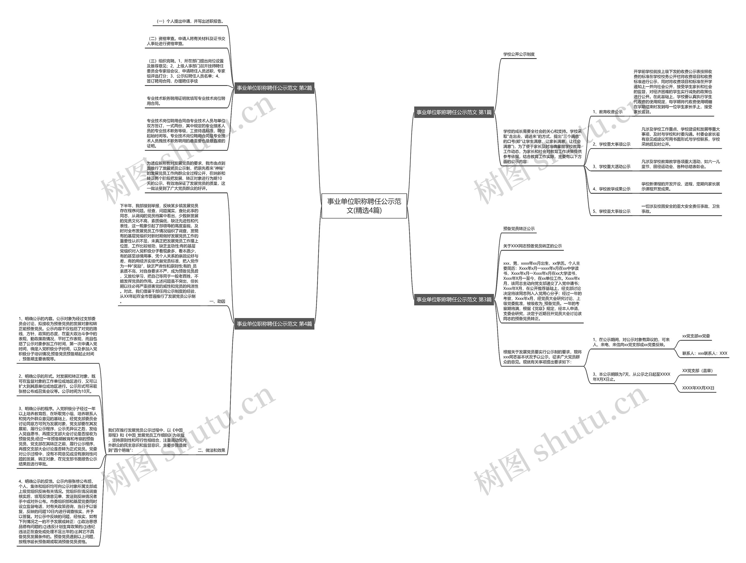 事业单位职称聘任公示范文(精选4篇)思维导图