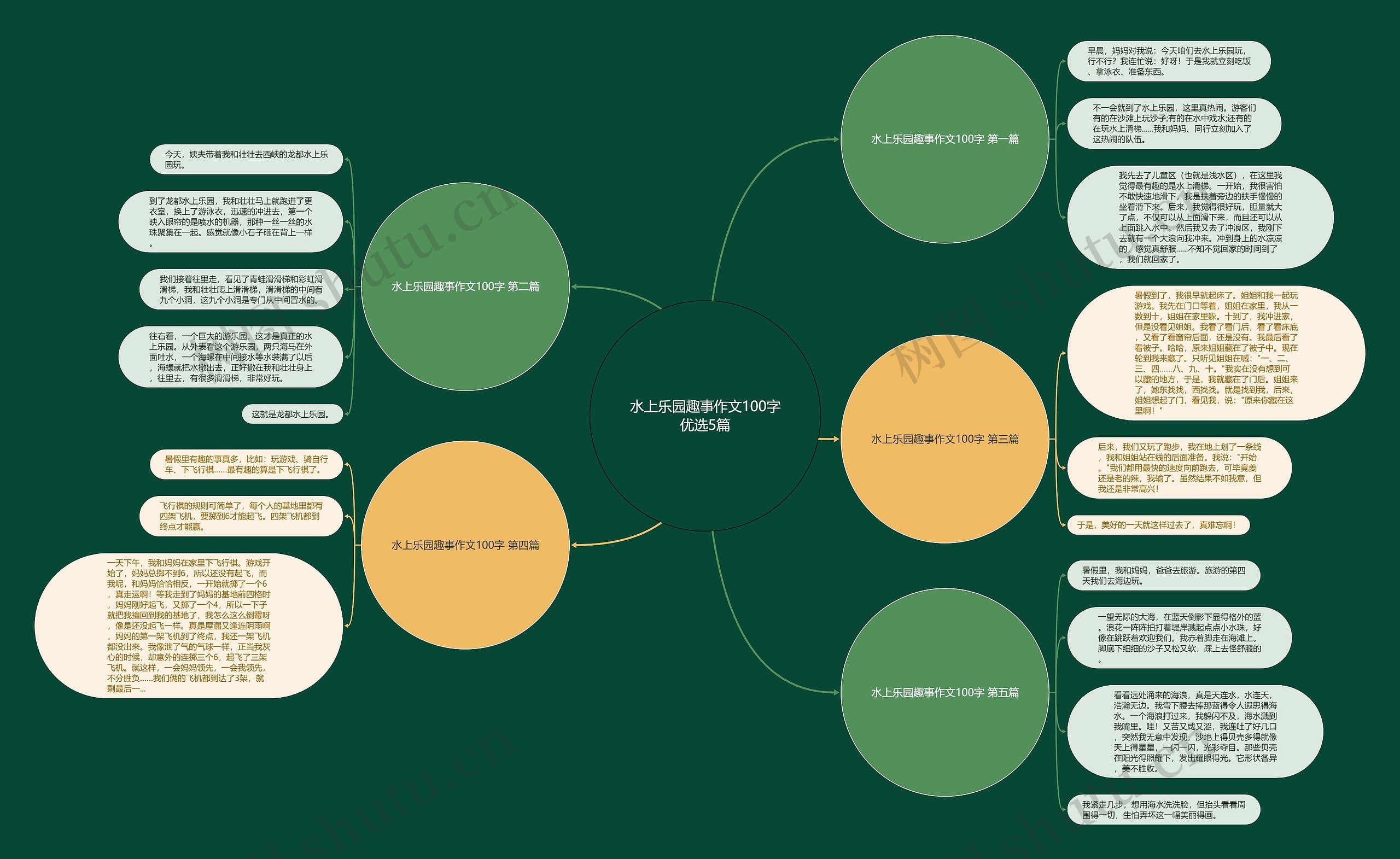 水上乐园趣事作文100字优选5篇思维导图