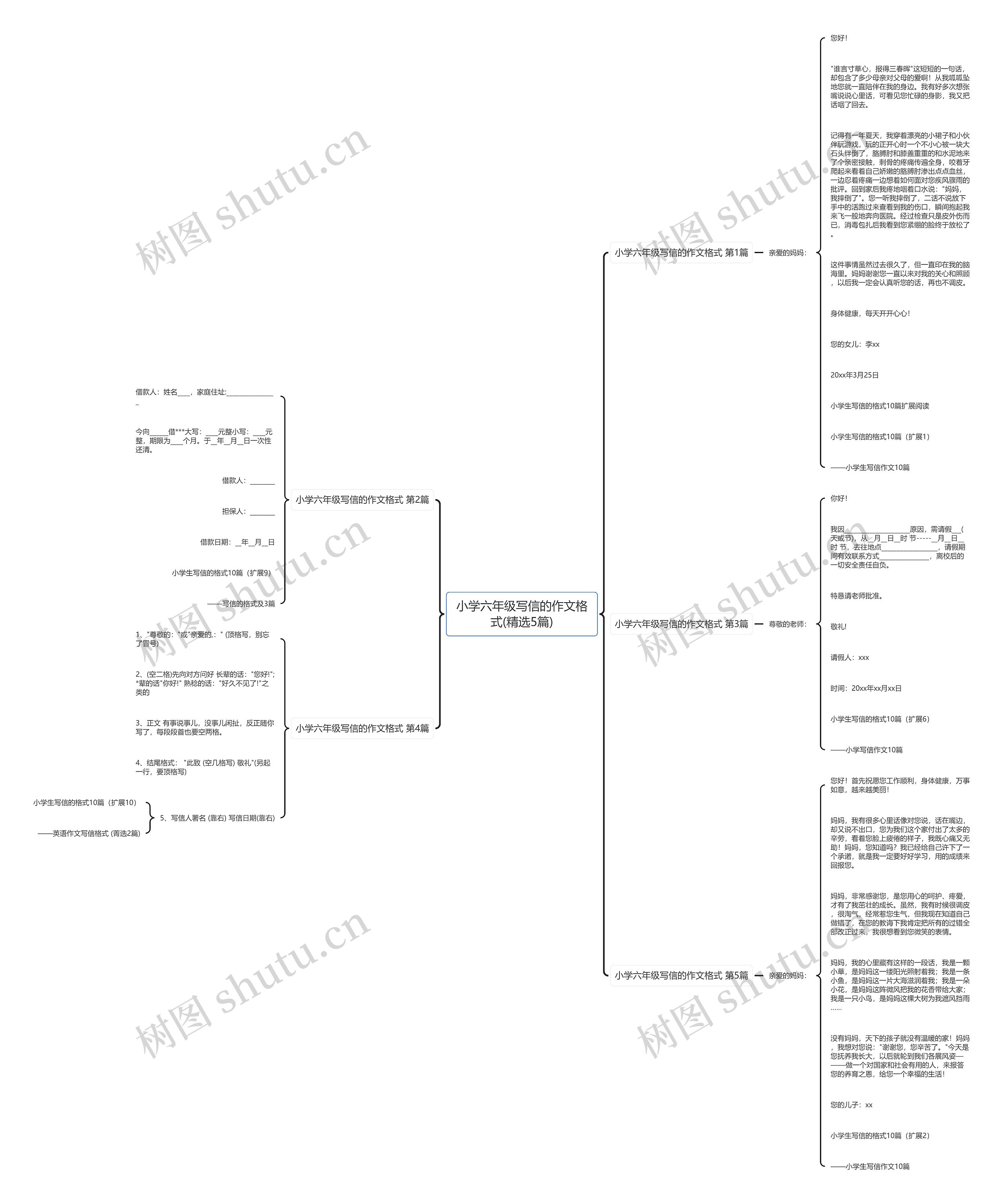 小学六年级写信的作文格式(精选5篇)思维导图