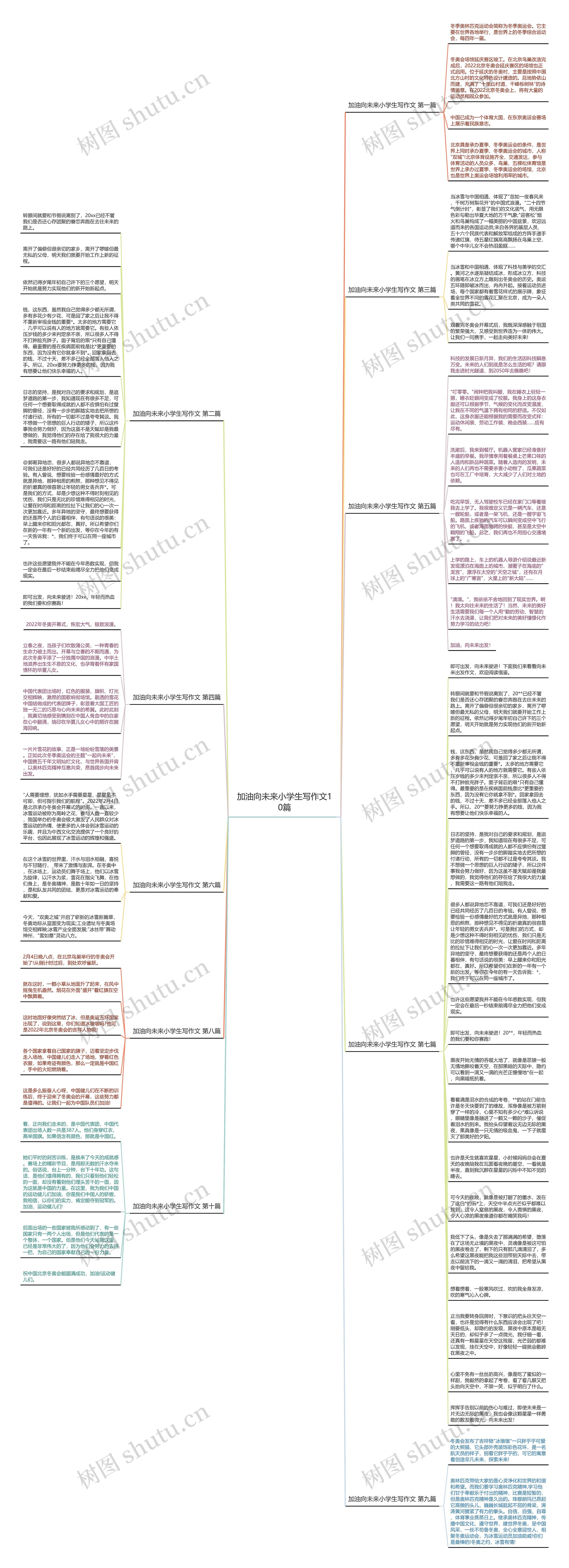 加油向未来小学生写作文10篇思维导图