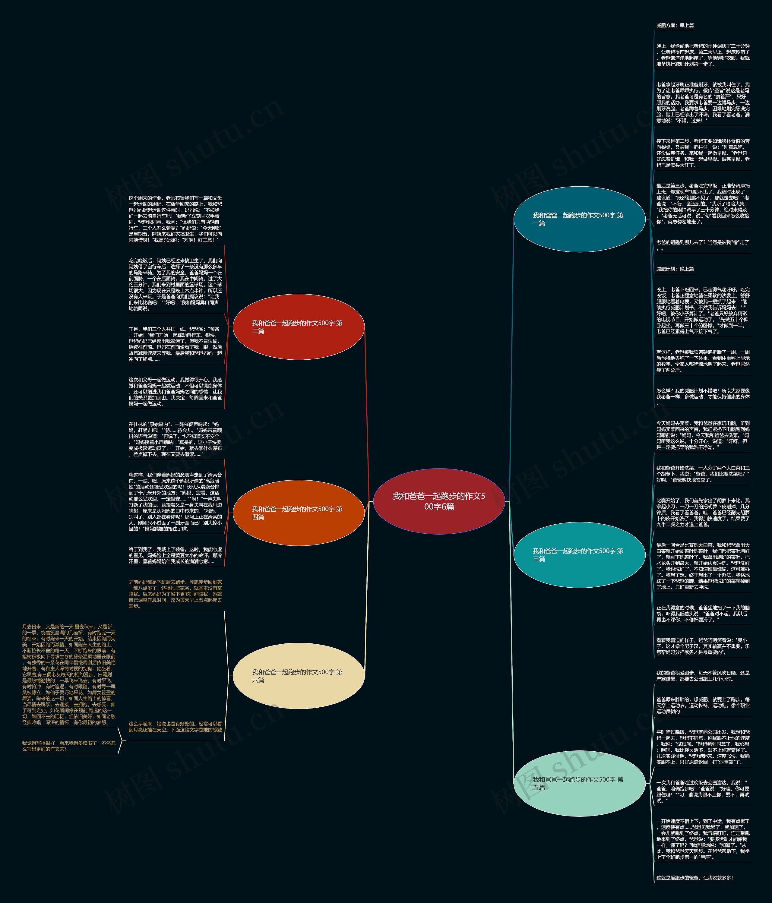 我和爸爸一起跑步的作文500字6篇思维导图
