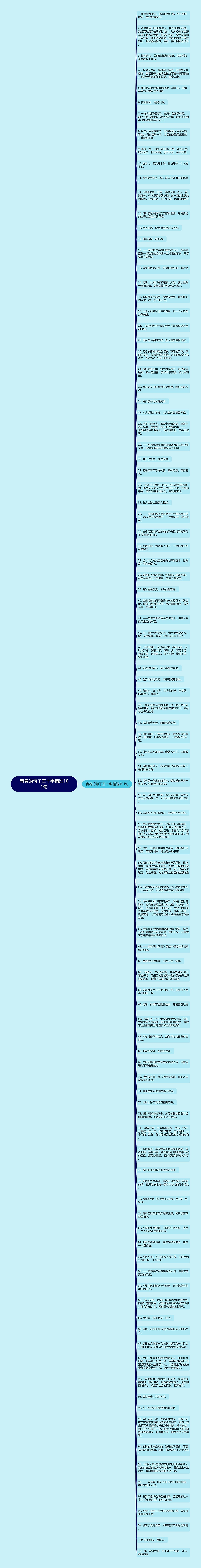 青春的句子五十字精选101句思维导图