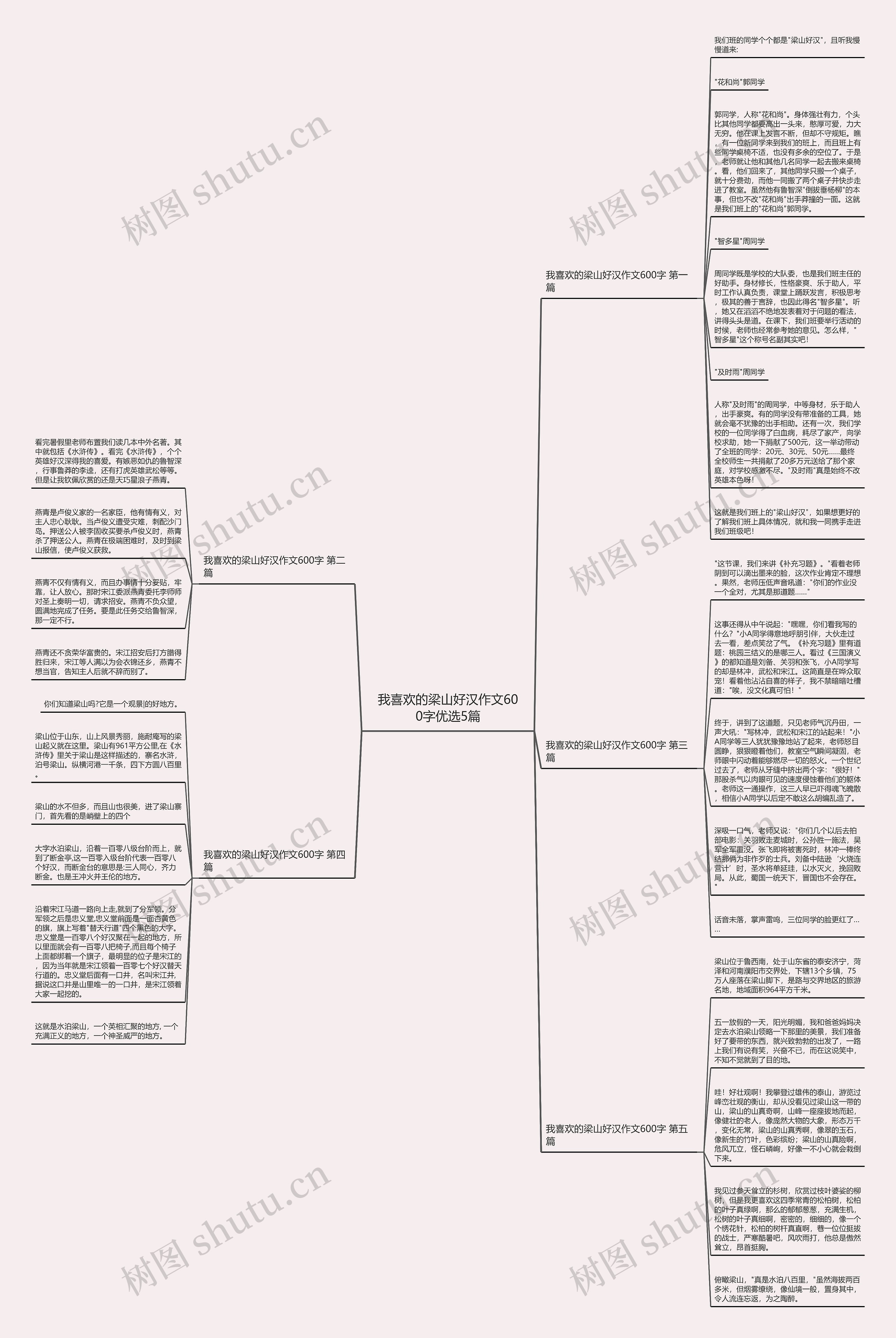 我喜欢的梁山好汉作文600字优选5篇思维导图