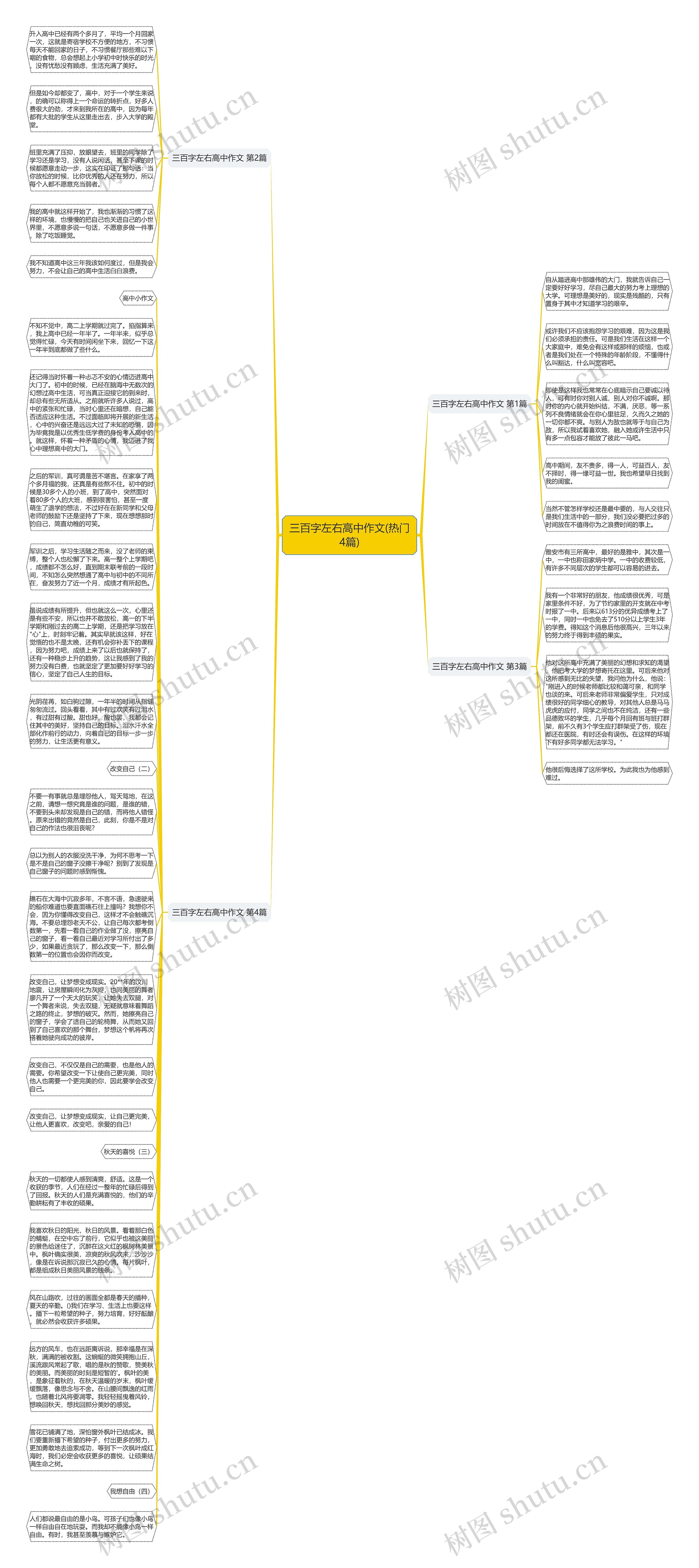 三百字左右高中作文(热门4篇)思维导图