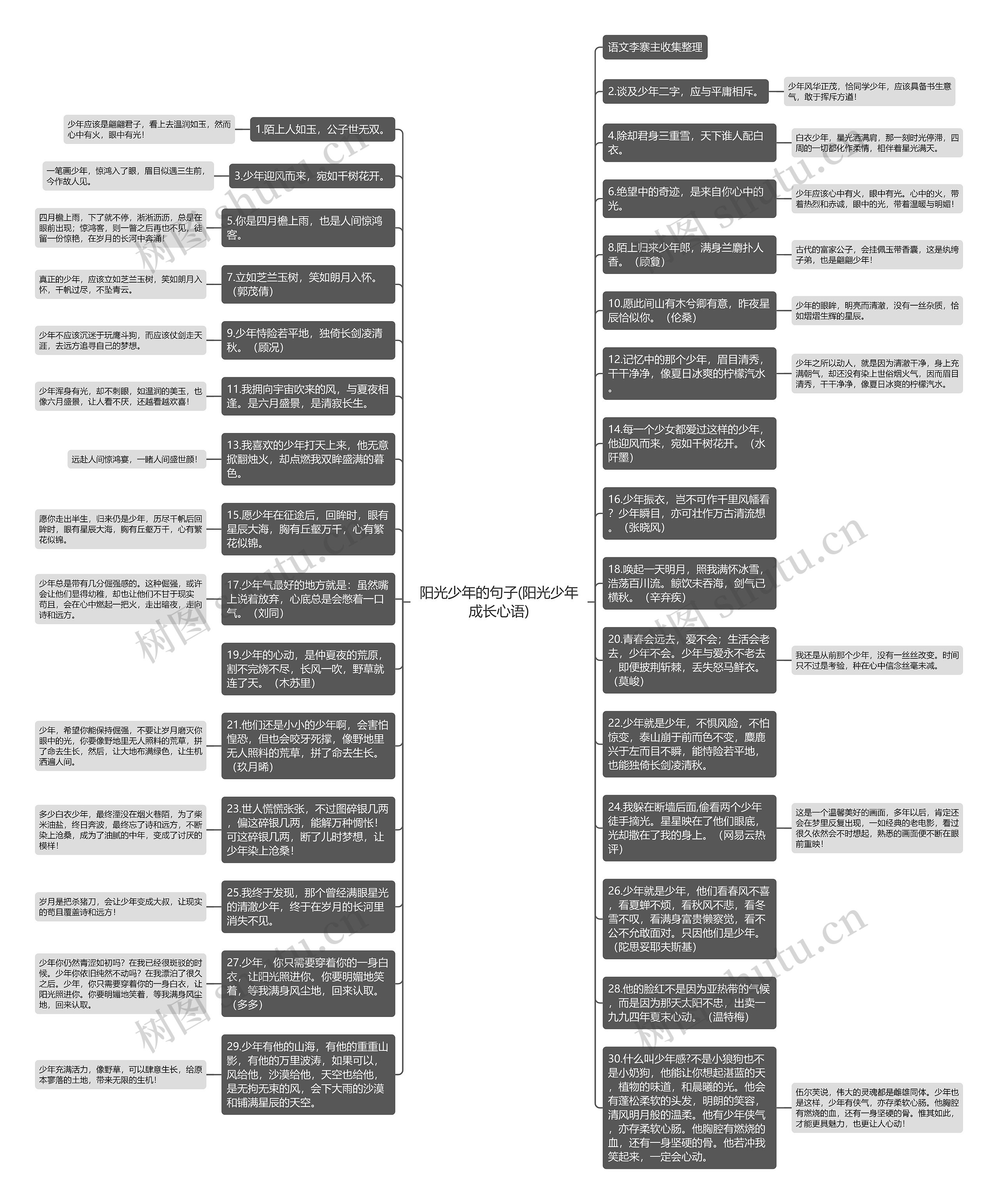 阳光少年的句子(阳光少年成长心语)思维导图