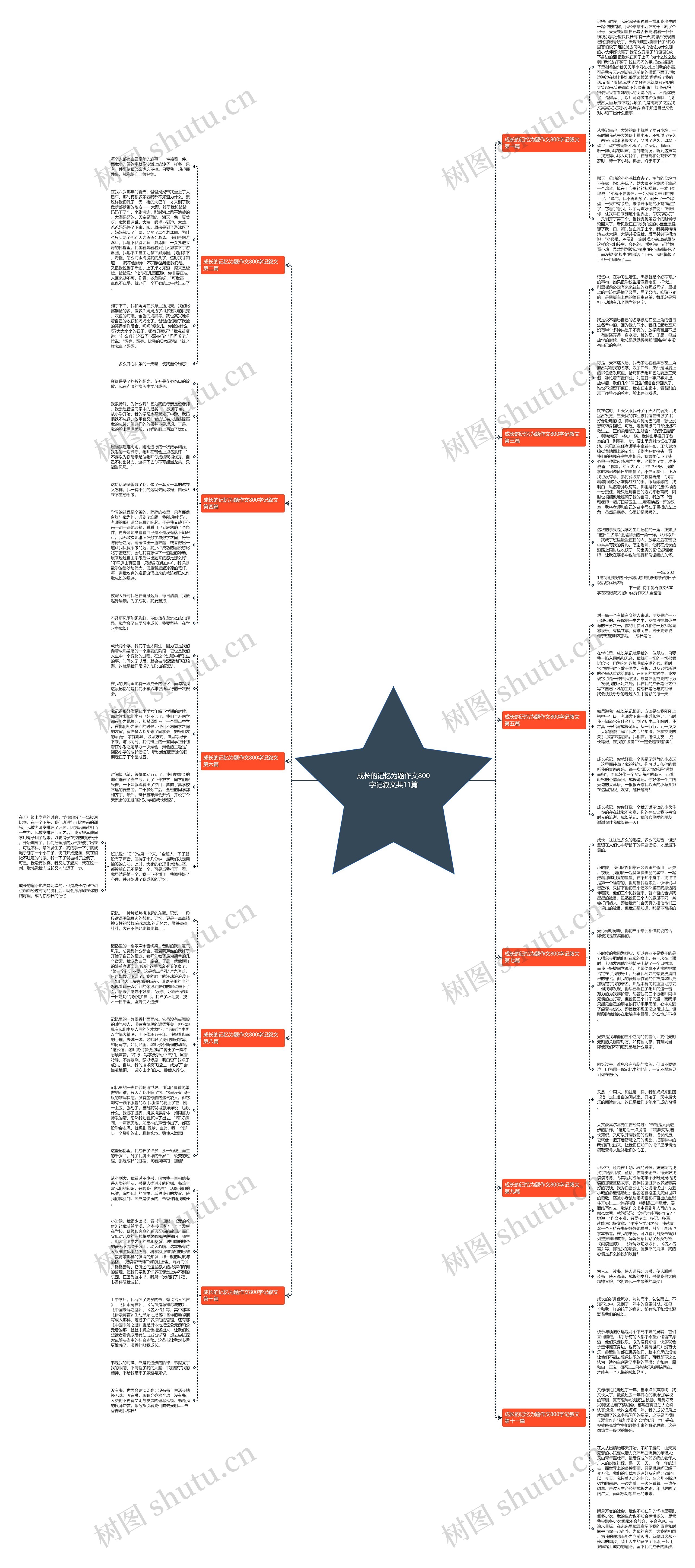 成长的记忆为题作文800字记叙文共11篇思维导图