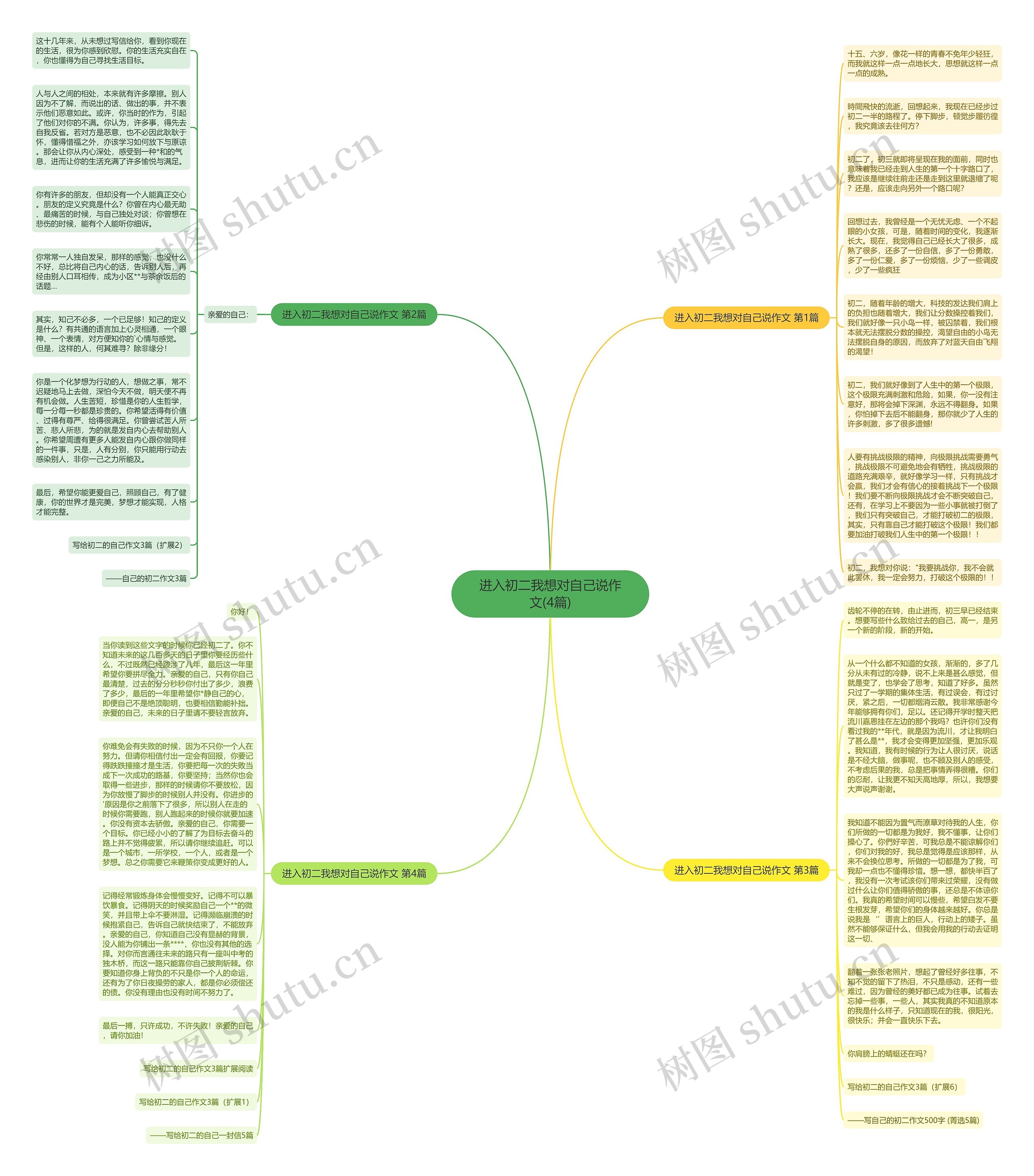 进入初二我想对自己说作文(4篇)思维导图