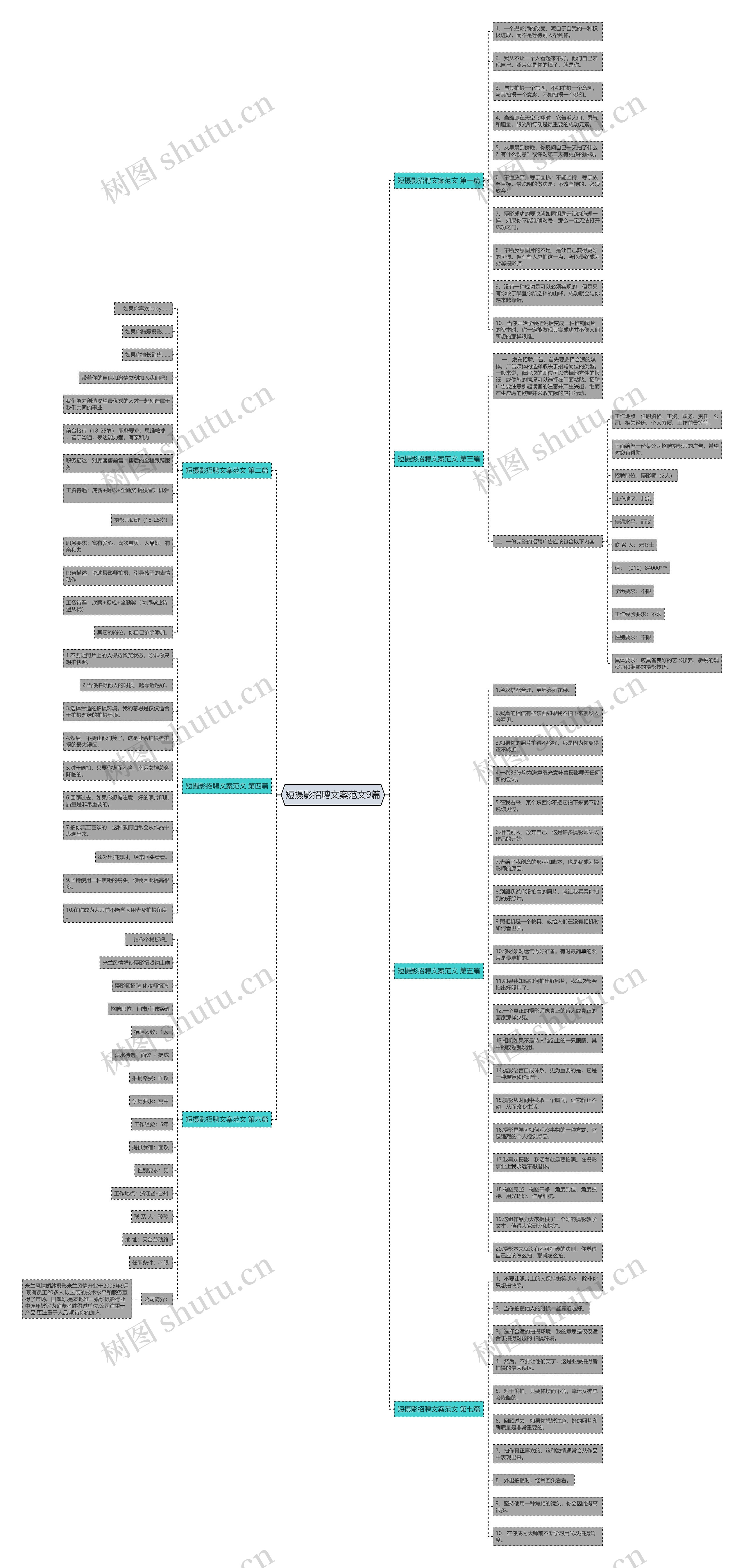 短摄影招聘文案范文9篇思维导图