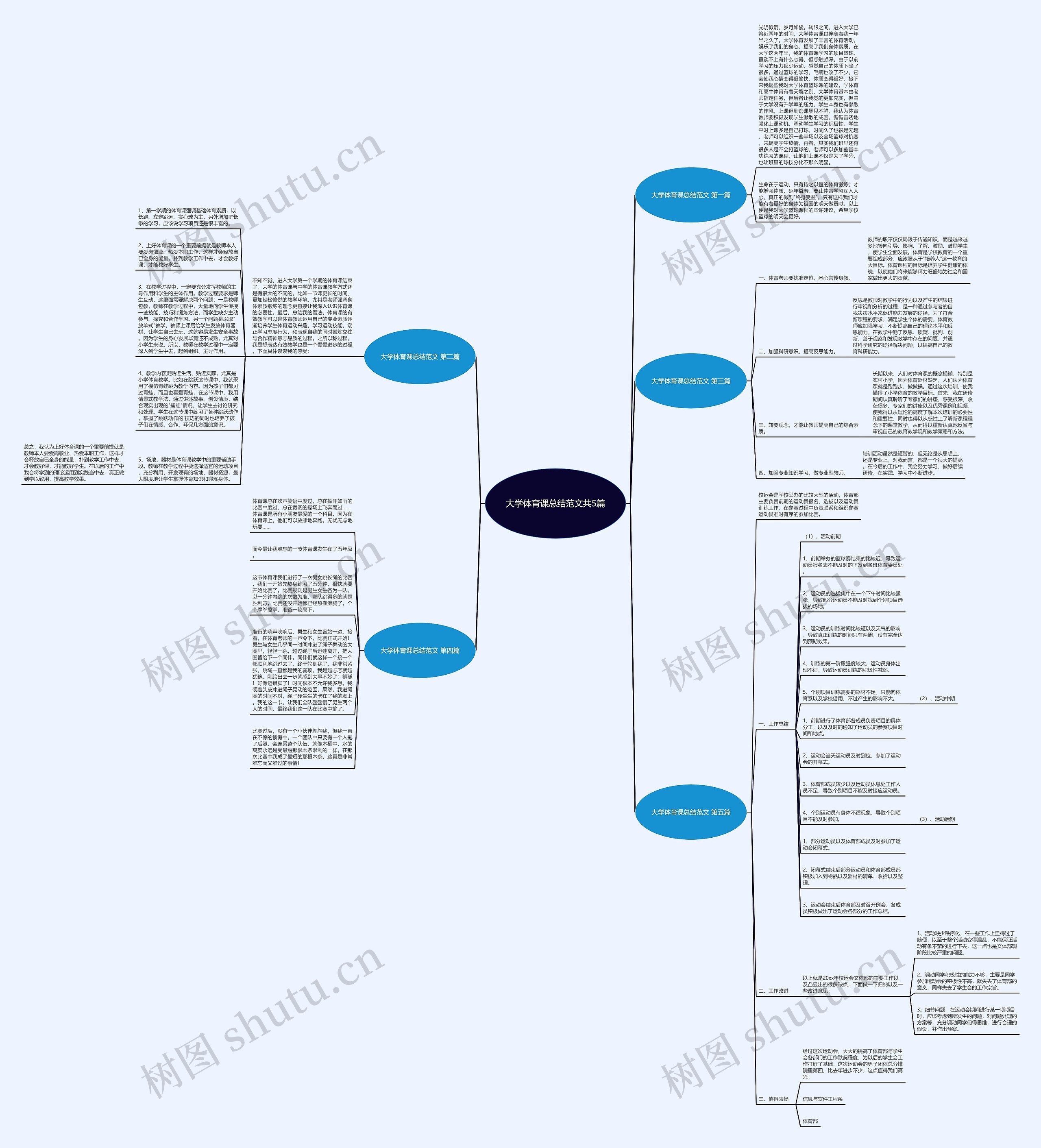 大学体育课总结范文共5篇思维导图