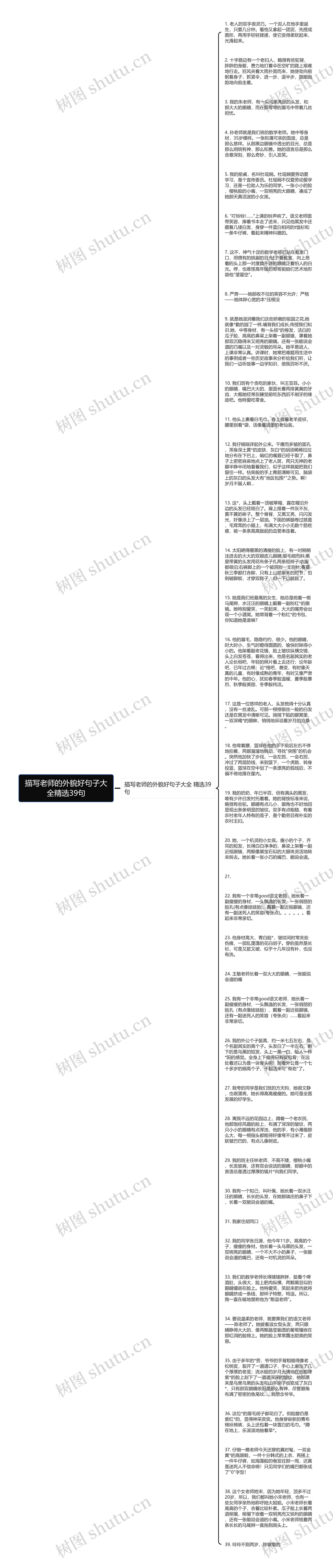 描写老师的外貌好句子大全精选39句思维导图