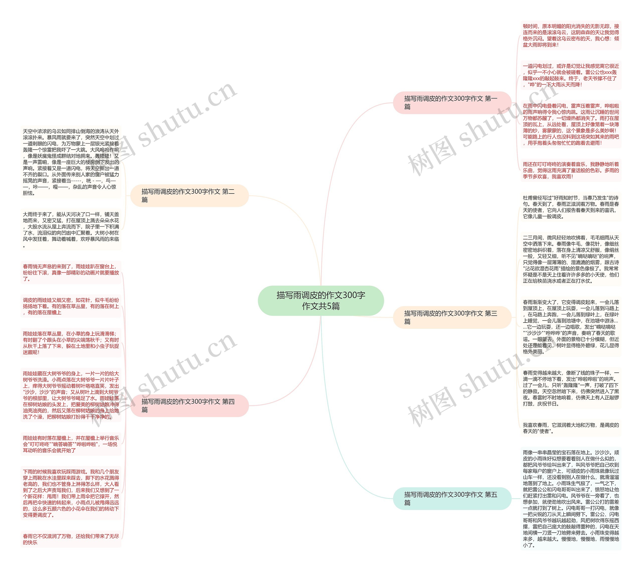 描写雨调皮的作文300字作文共5篇思维导图