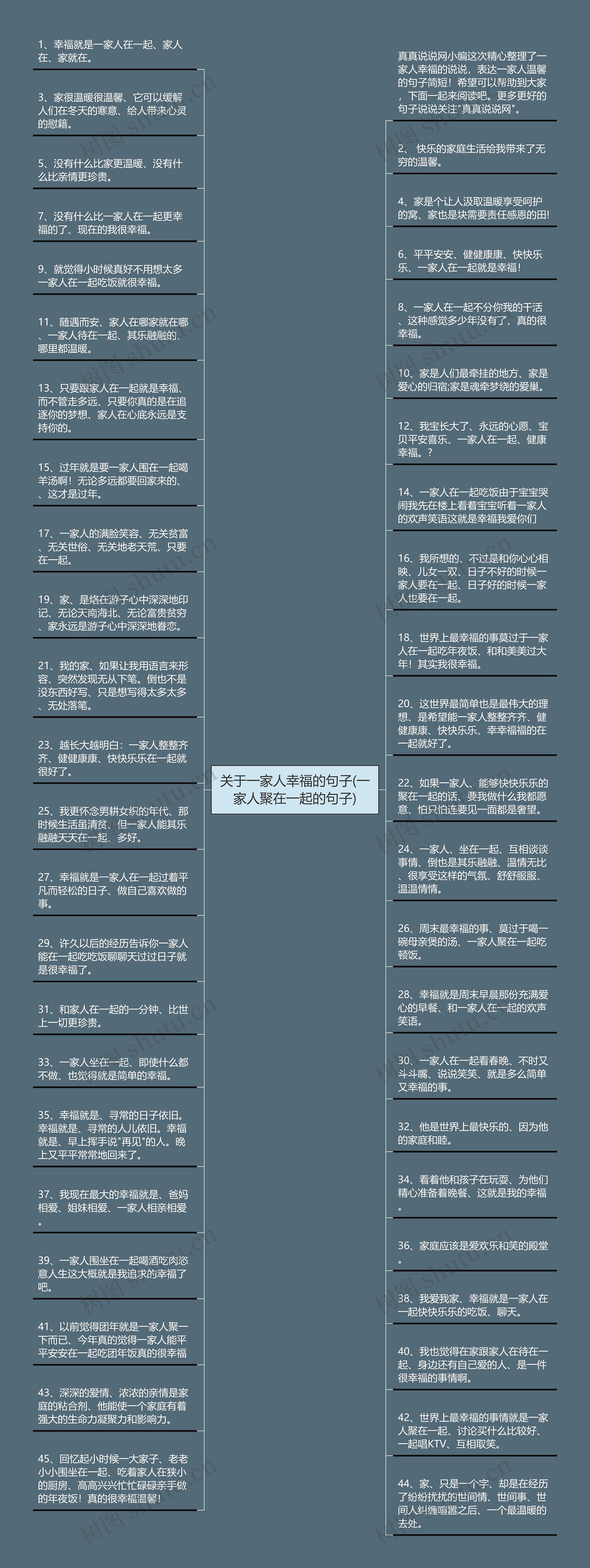 关于一家人幸福的句子(一家人聚在一起的句子)思维导图