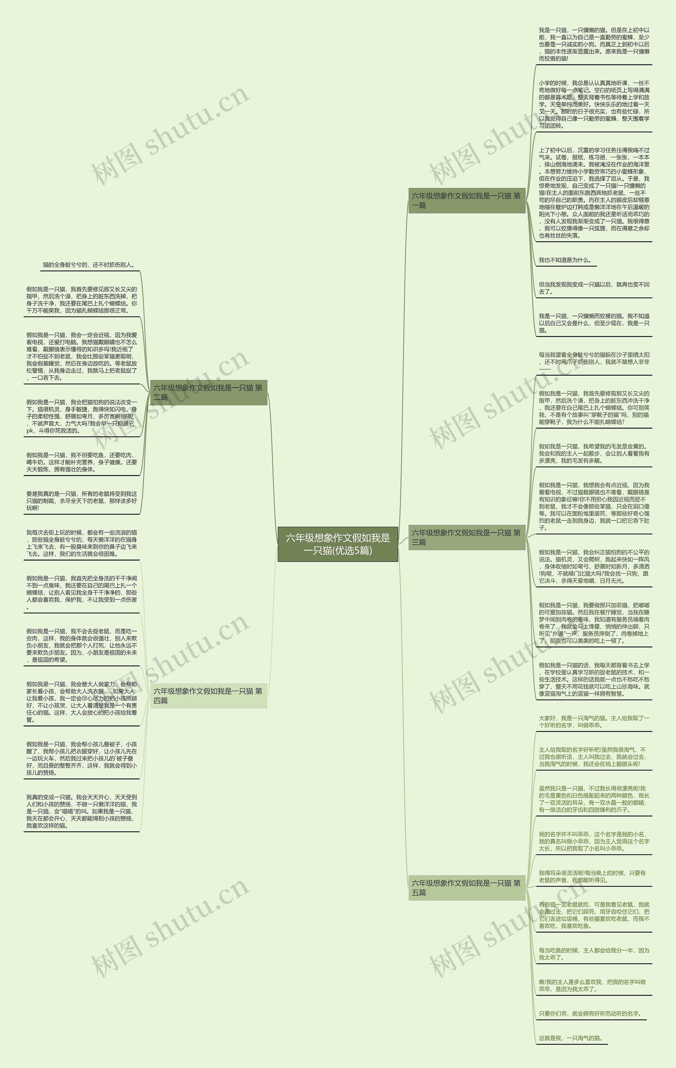 六年级想象作文假如我是一只猫(优选5篇)思维导图